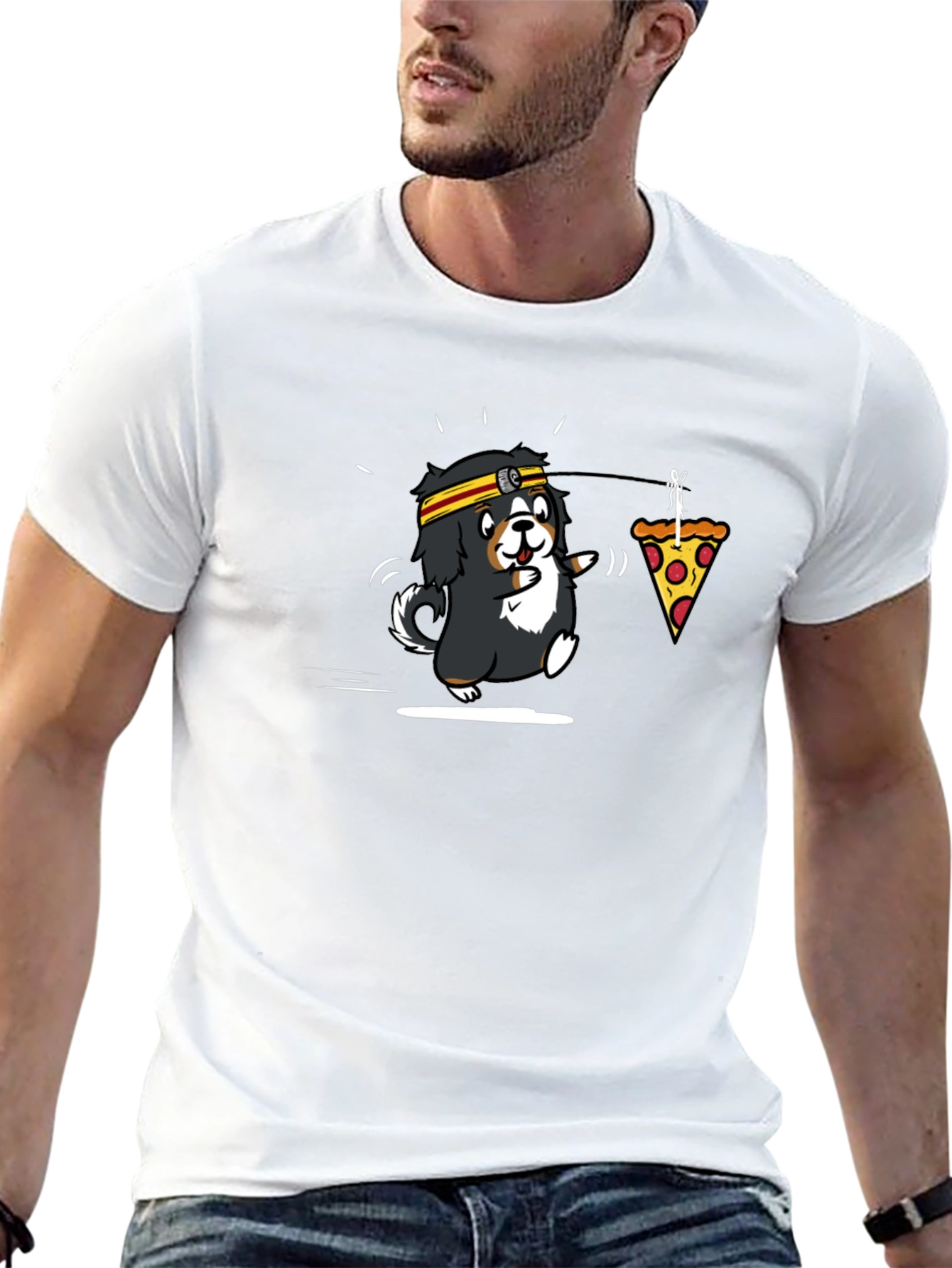Cartoon Dog Running for Pizza T-Shirt