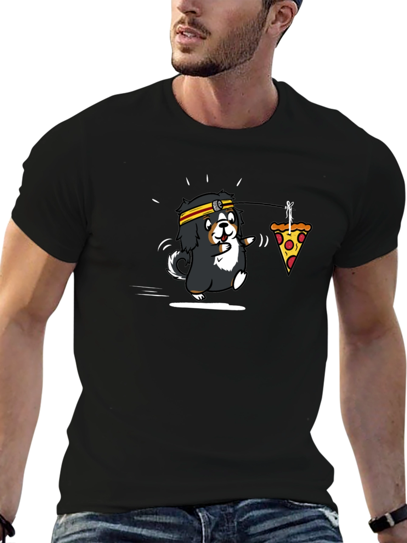 Cartoon Dog Running for Pizza T-Shirt
