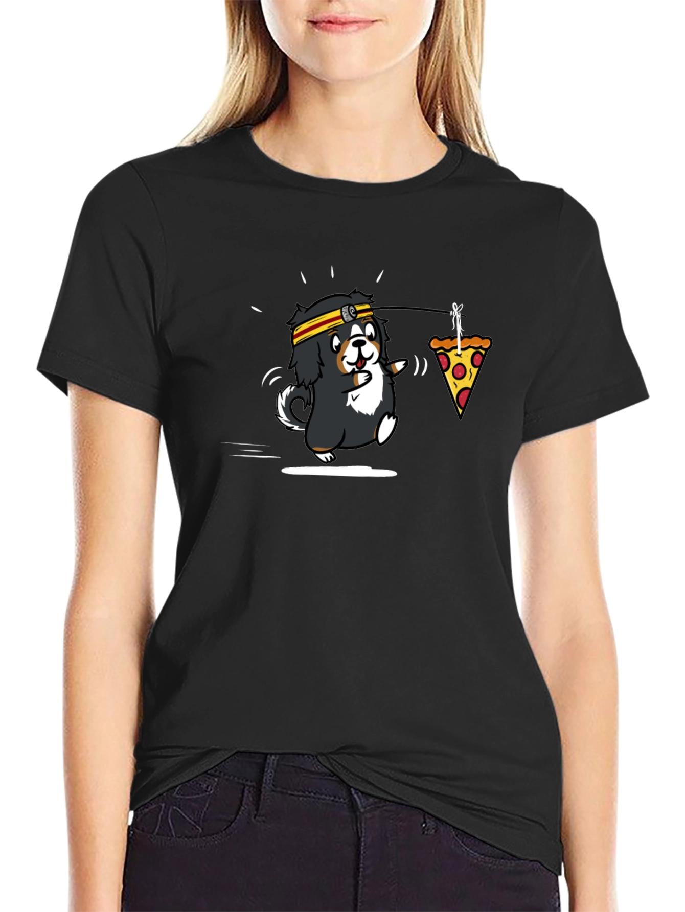 Cartoon Dog Running for Pizza T-Shirt