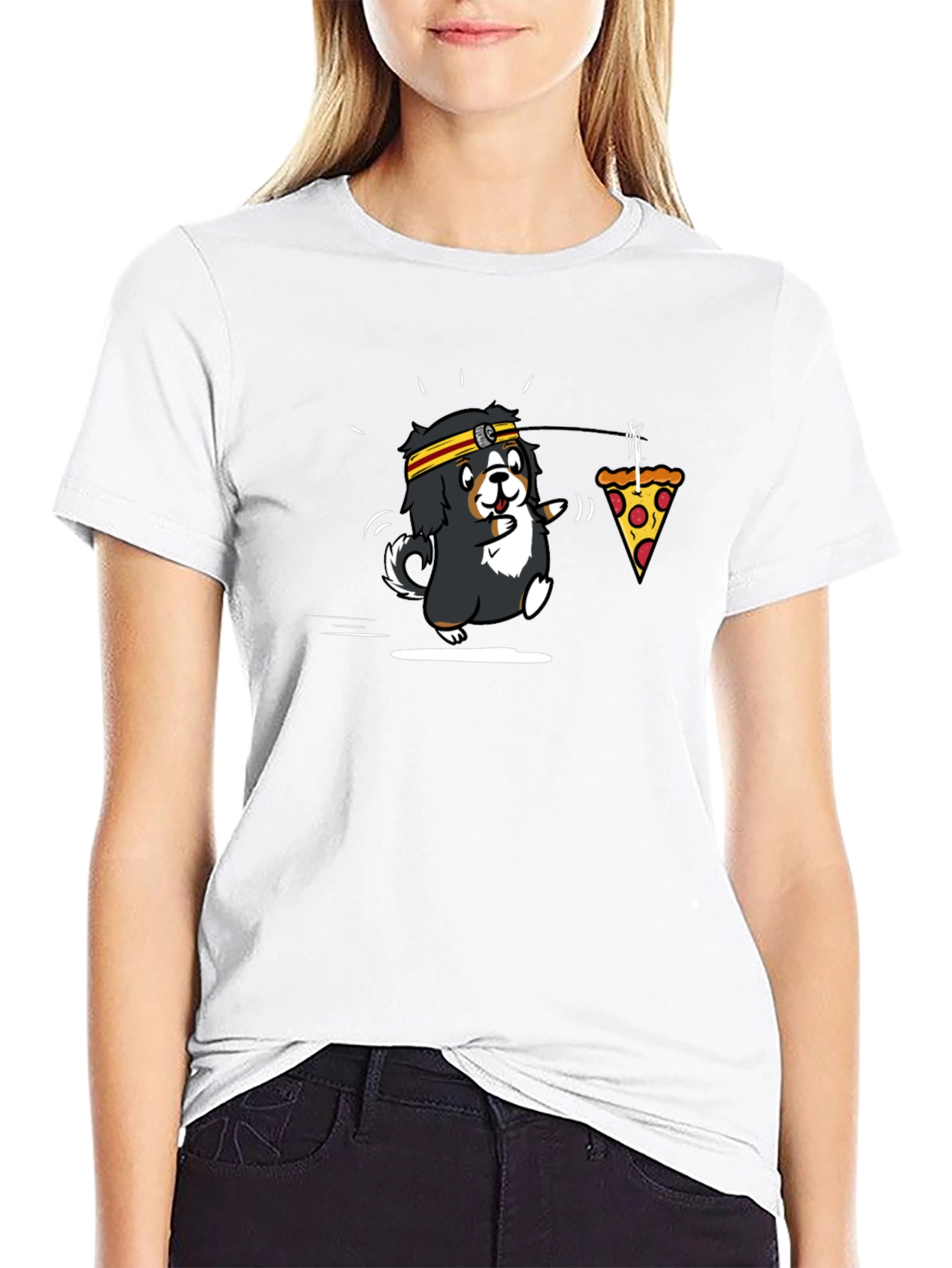 Cartoon Dog Running for Pizza T-Shirt