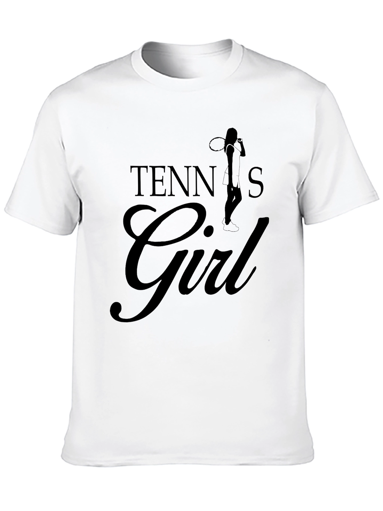 Tennis Girl Black T-Shirt - Sporty Fashion