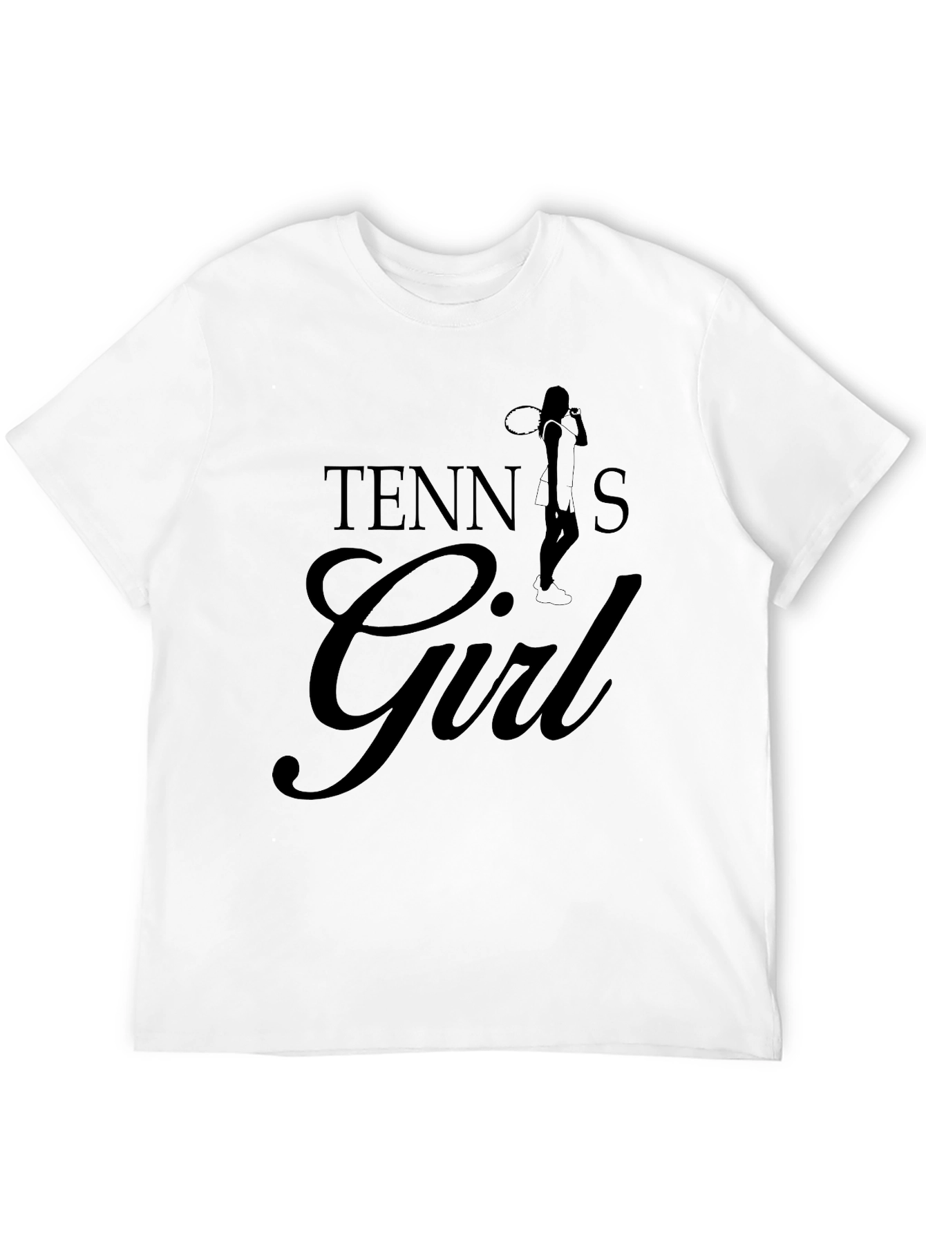 Tennis Girl Black T-Shirt - Sporty Fashion
