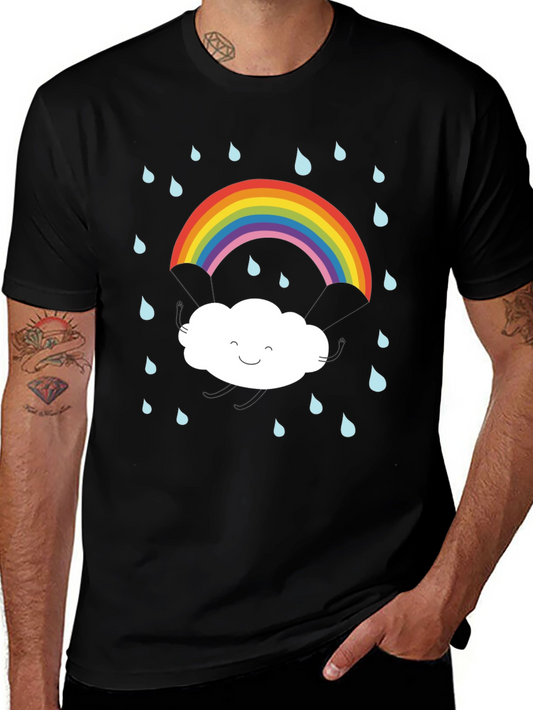 Rainbow Rain Cloud Graphic Tee - Comfort & Style