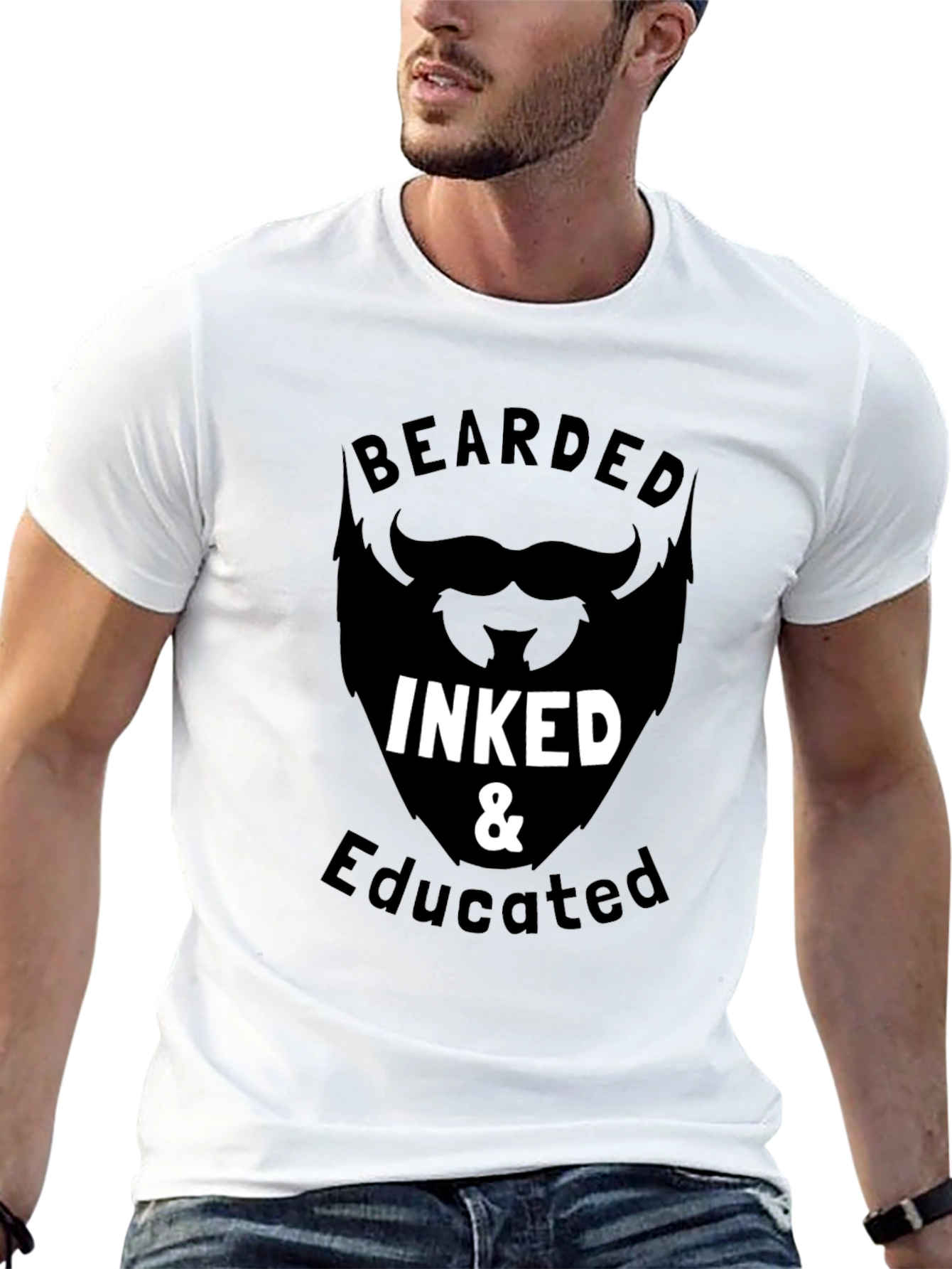 Bearded Inked & Educated Graphic T-Shirt - Black