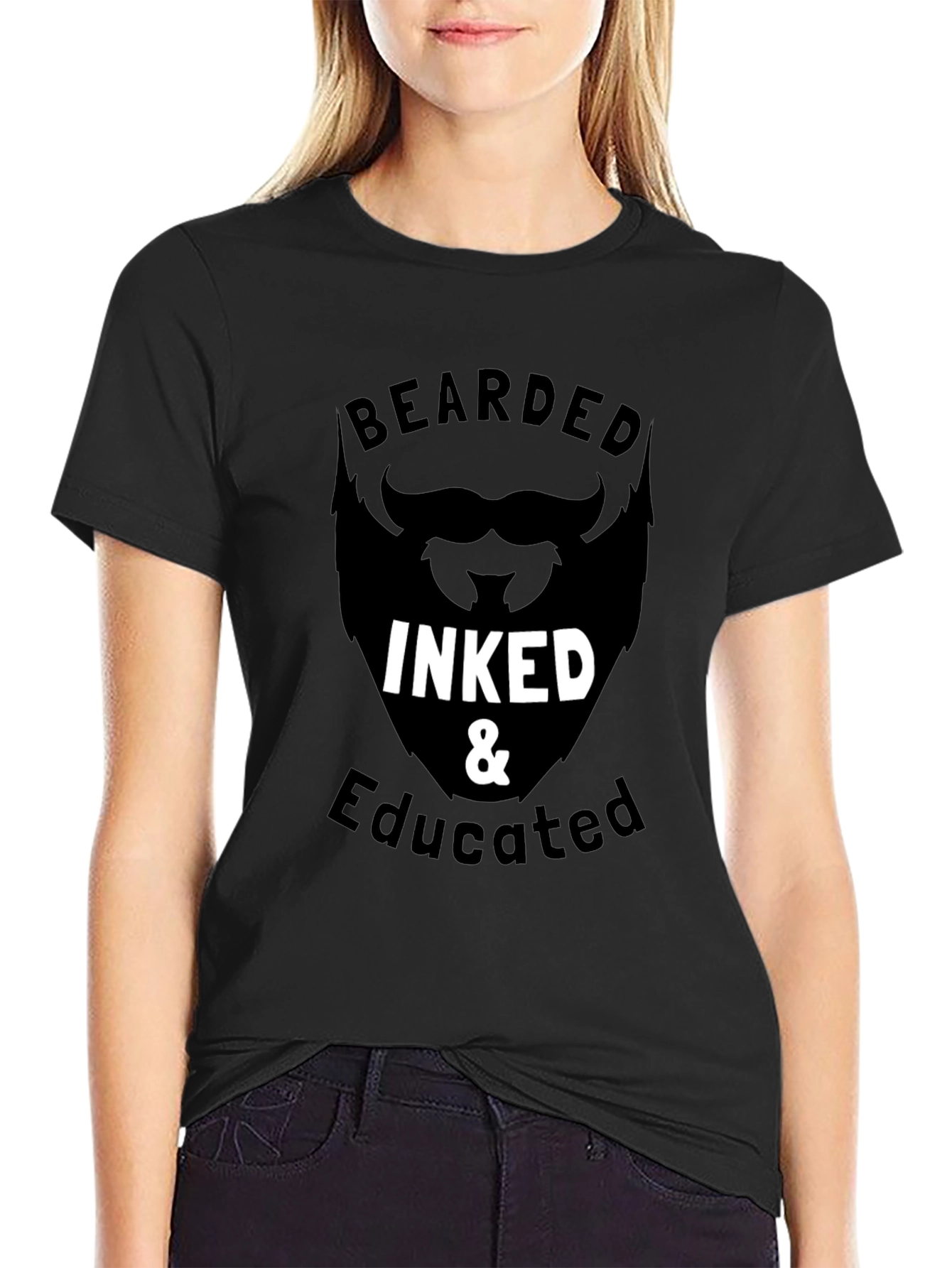 Bearded Inked & Educated Graphic T-Shirt - Black