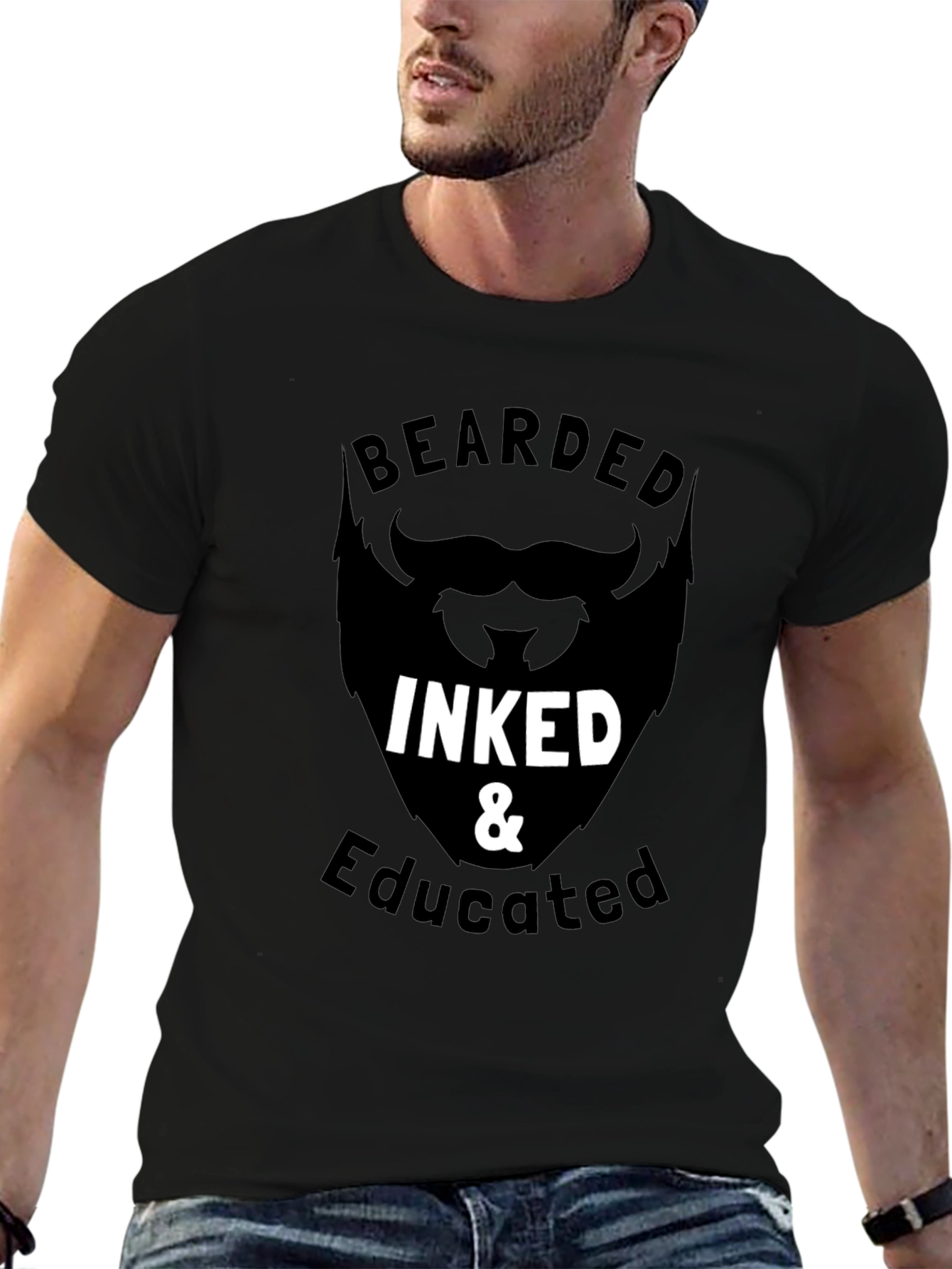 Bearded Inked & Educated Graphic T-Shirt - Black