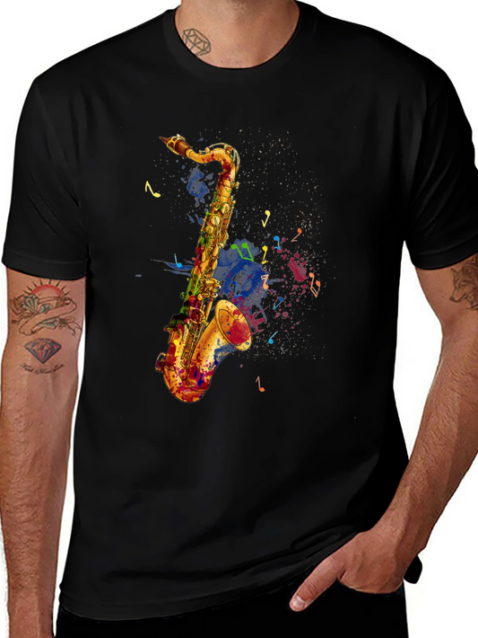 Colorful Saxophone Graphic T-Shirt - Music Lover Tee