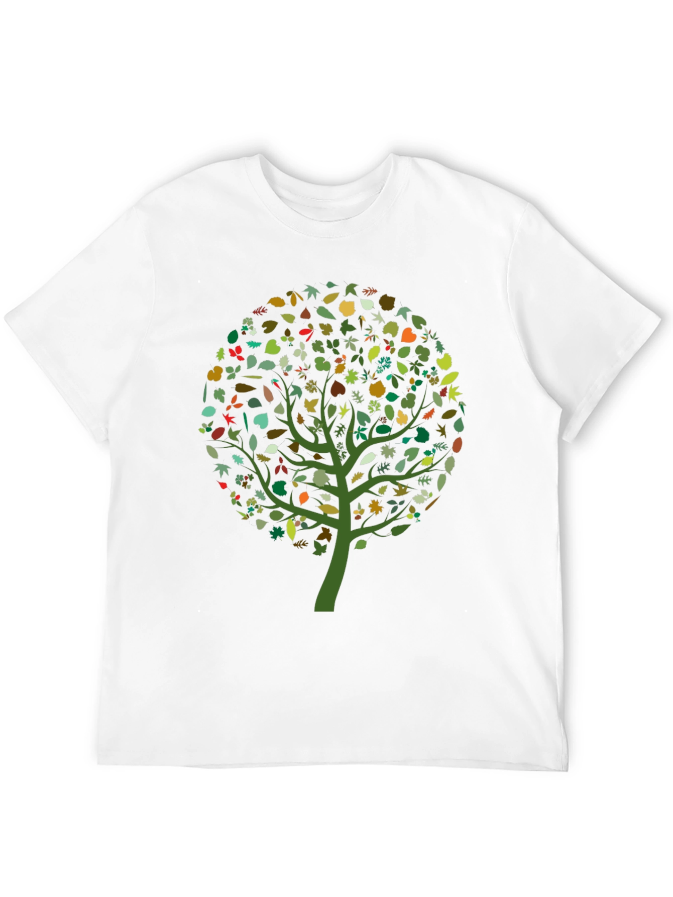 Nature Tree Leaf Print Black Graphic Tee