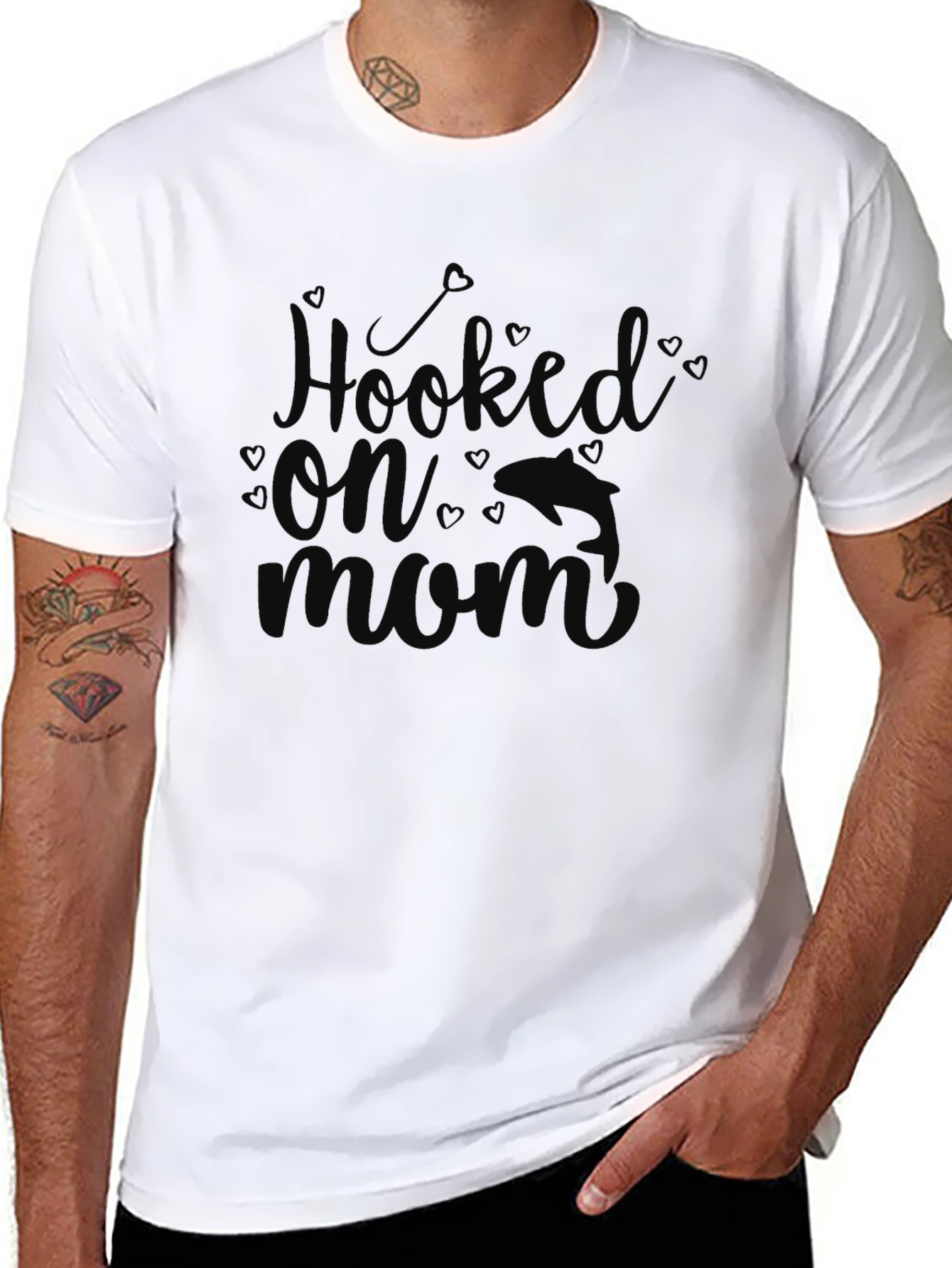 Hooked On Mom T-Shirt - Black Graphic Tee
