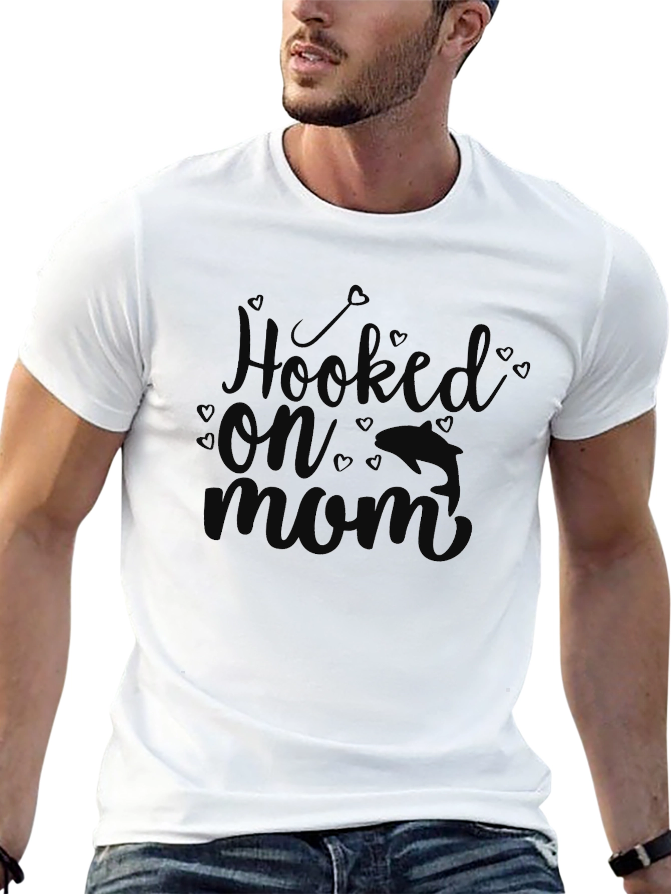 Hooked On Mom T-Shirt - Black Graphic Tee