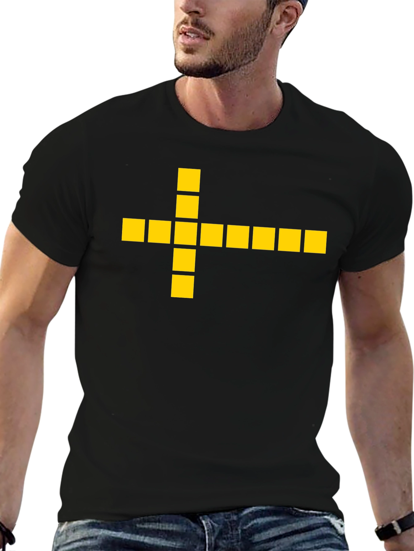 Geometric Cross Graphic Tee - Black Casual Shirt