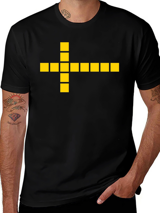 Geometric Cross Graphic Tee - Black Casual Shirt