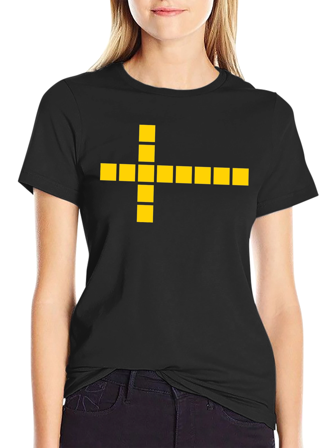 Geometric Cross Graphic Tee - Black Casual Shirt