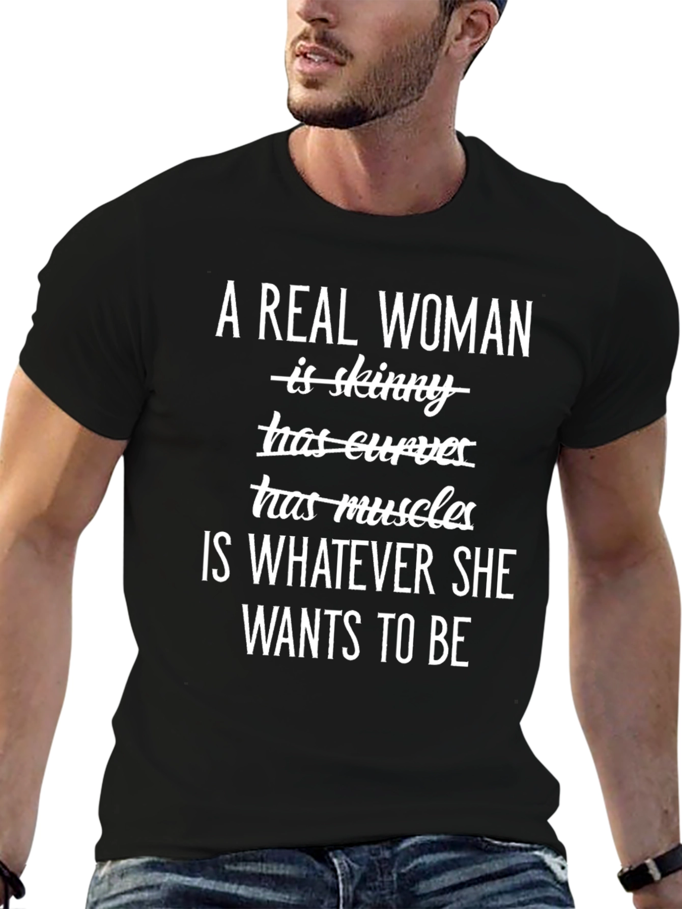 Empowering Real Woman Graphic Tee - Black