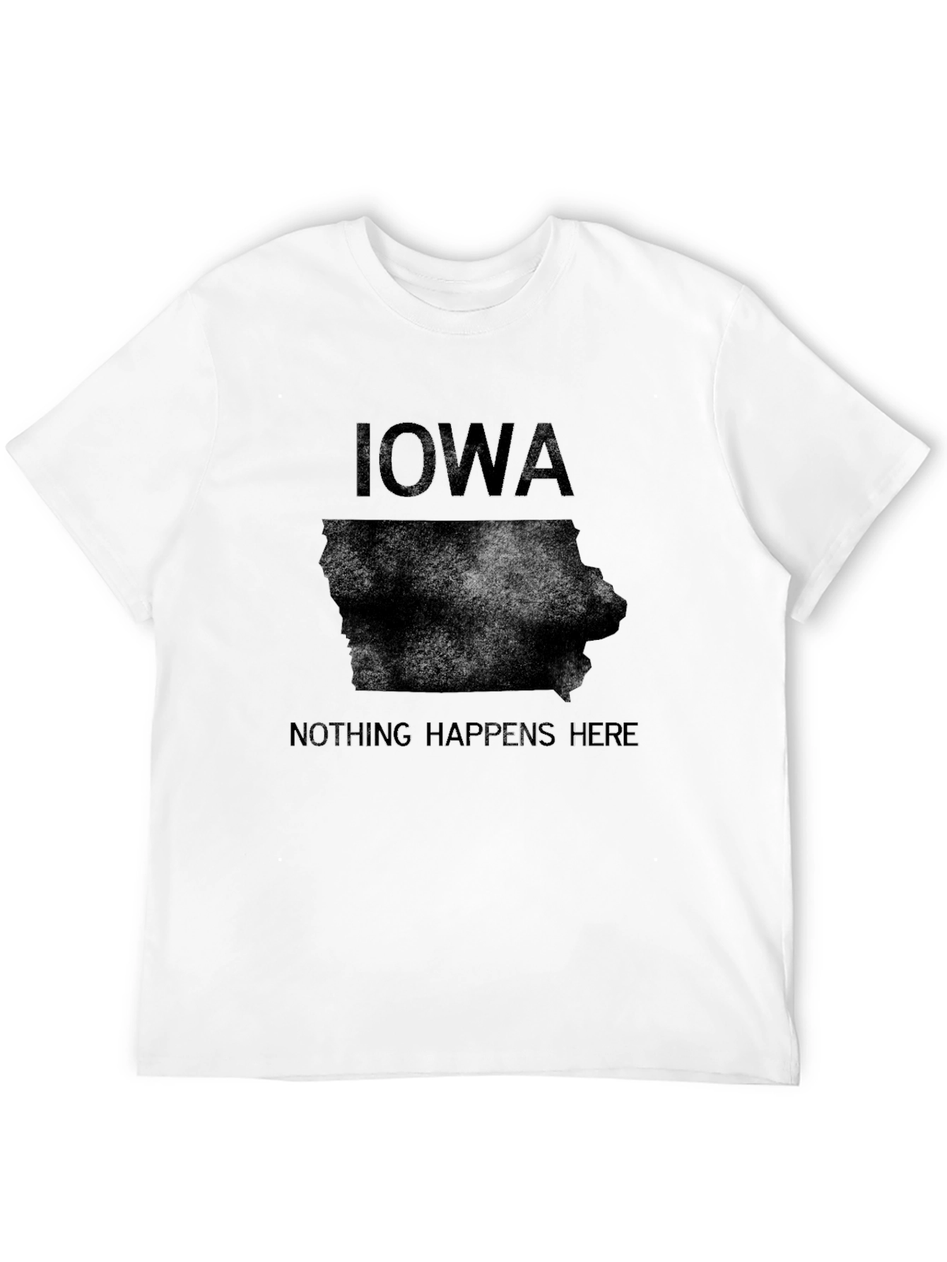 Iowa Nothing Happens Here Black Graphic Tee