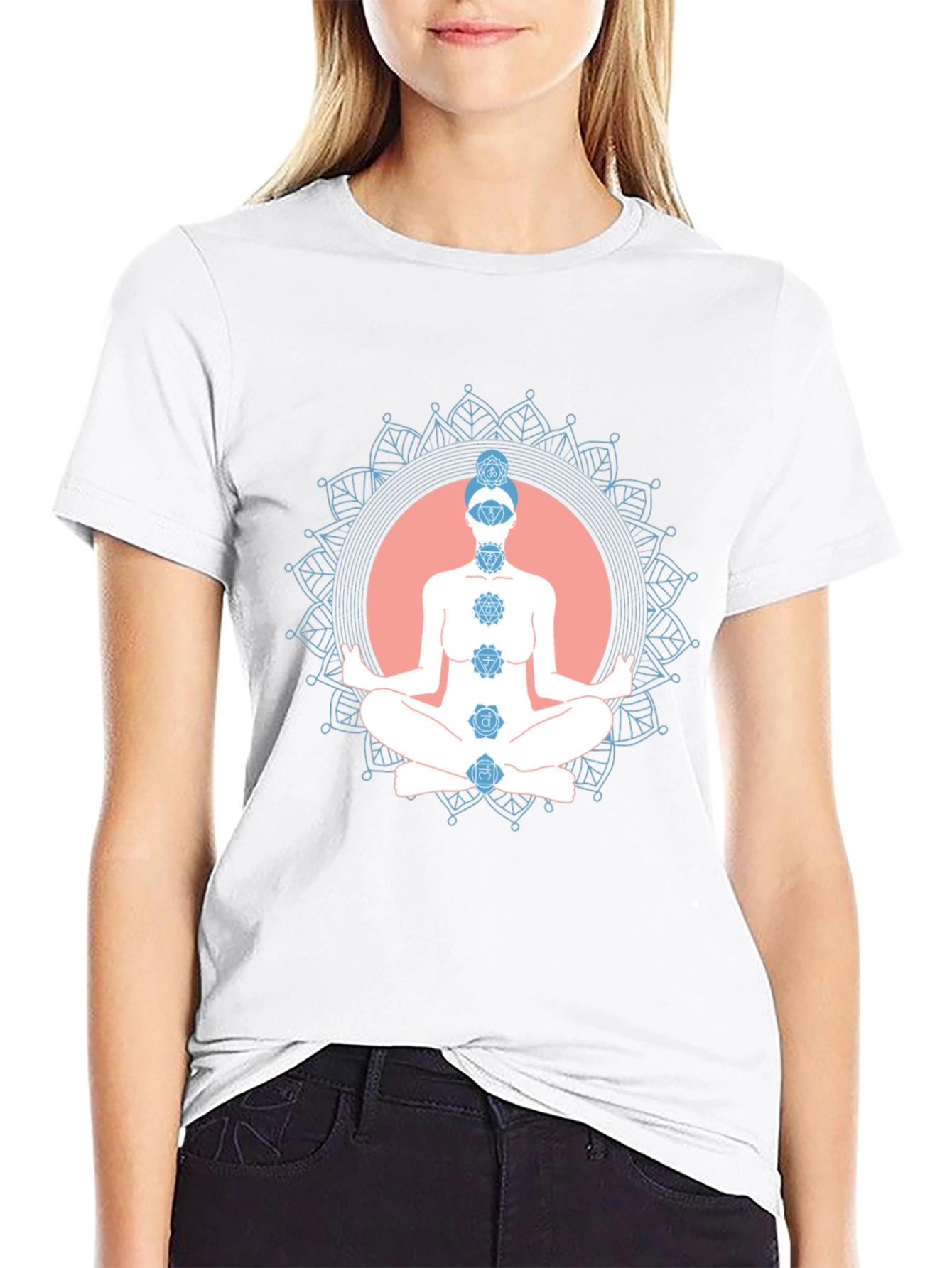 Chakra Meditation Graphic Black T-Shirt