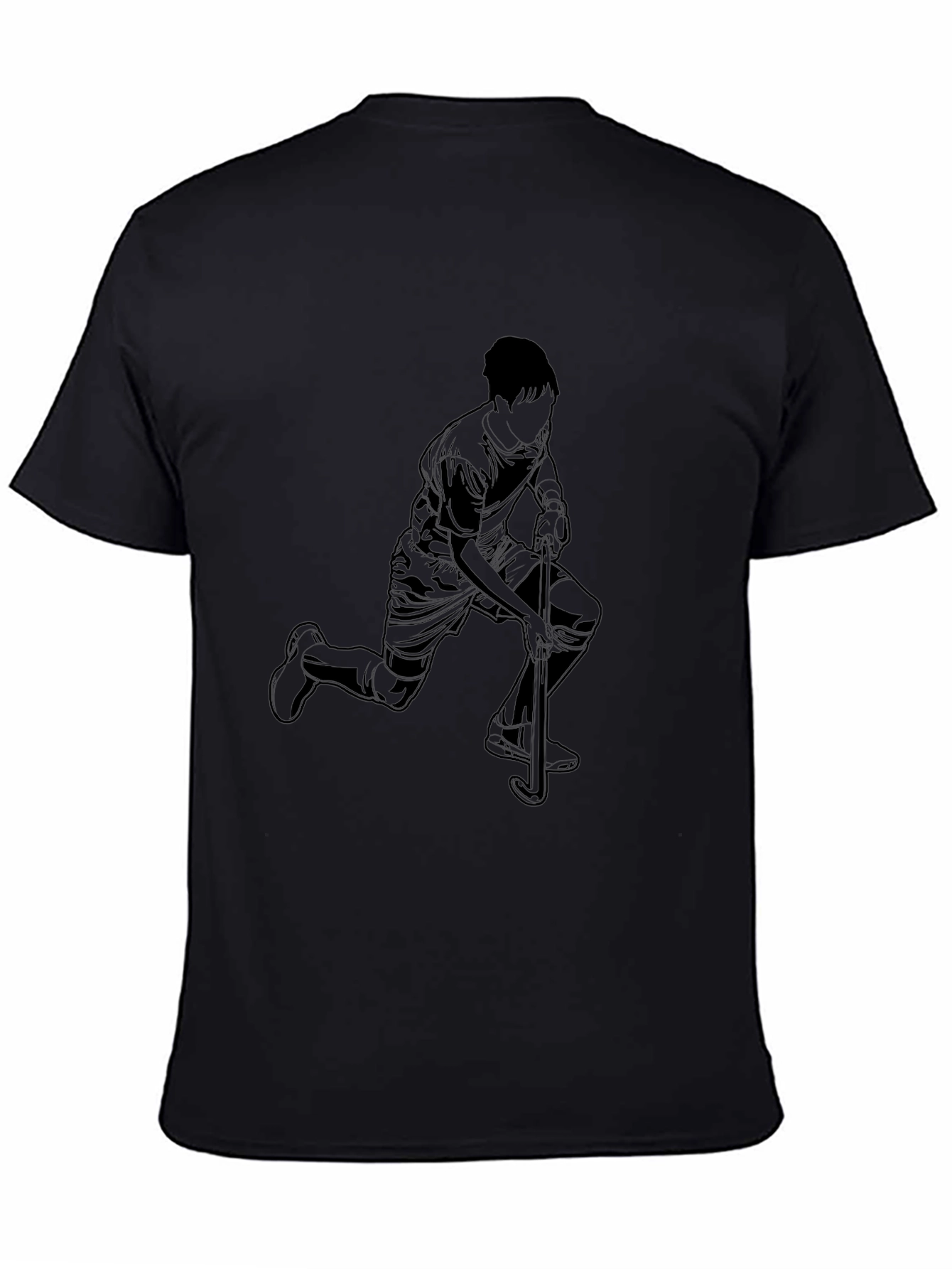 Mens Black Graphic Tee - Hockey Player