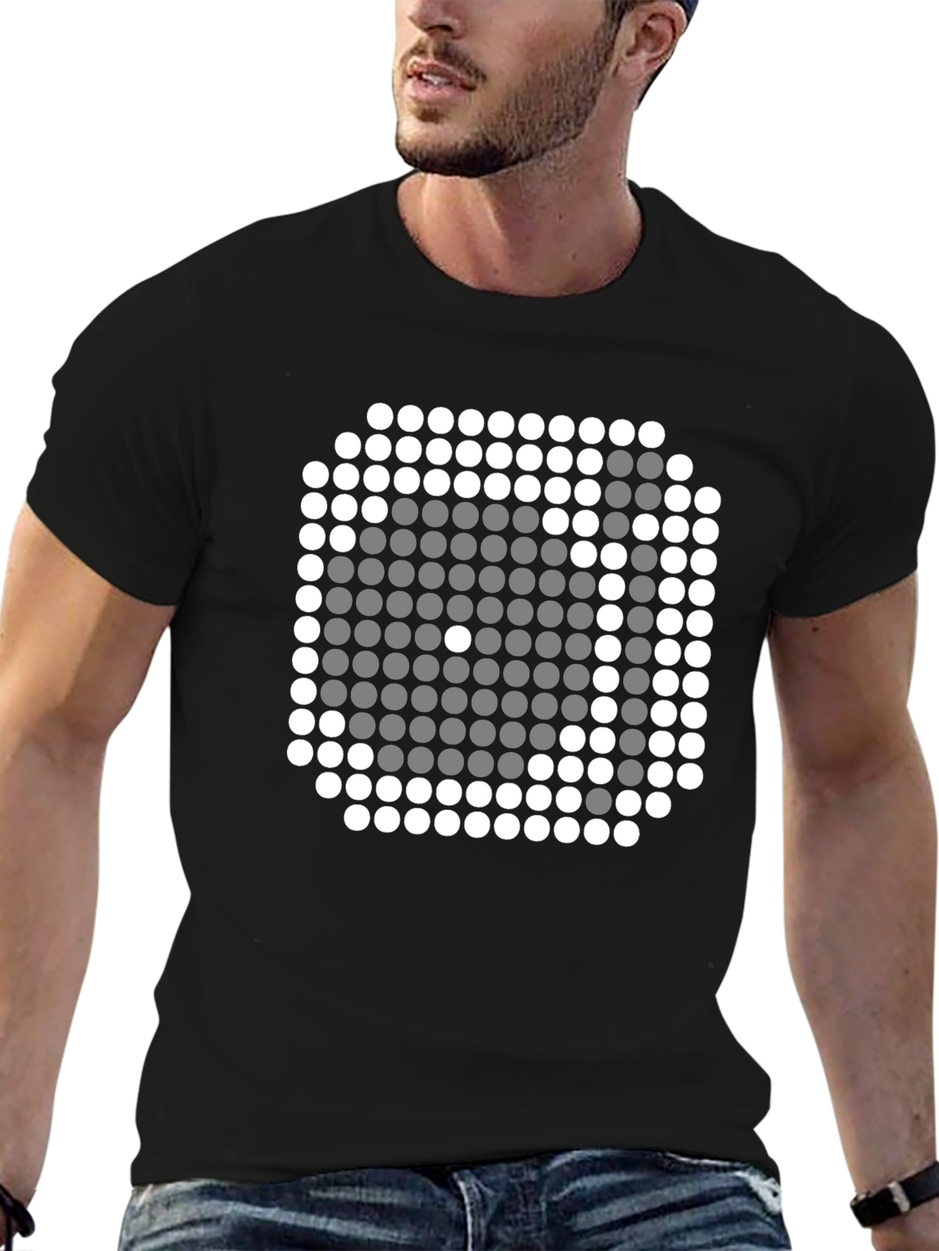 Pixel Art Dice Graphic Tee - Trendy Black Shirt