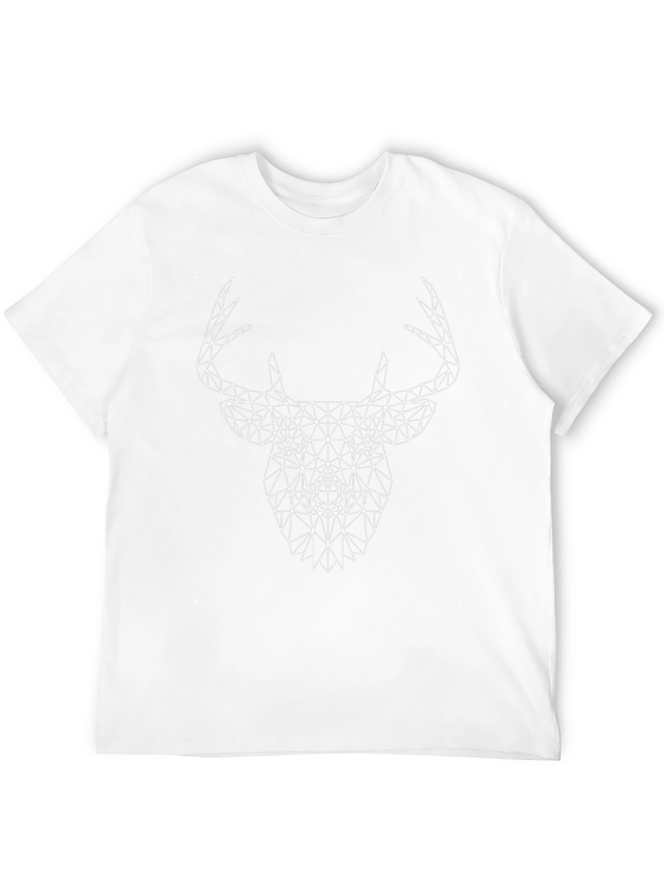 Geometric Deer Head Graphic Tee - Black
