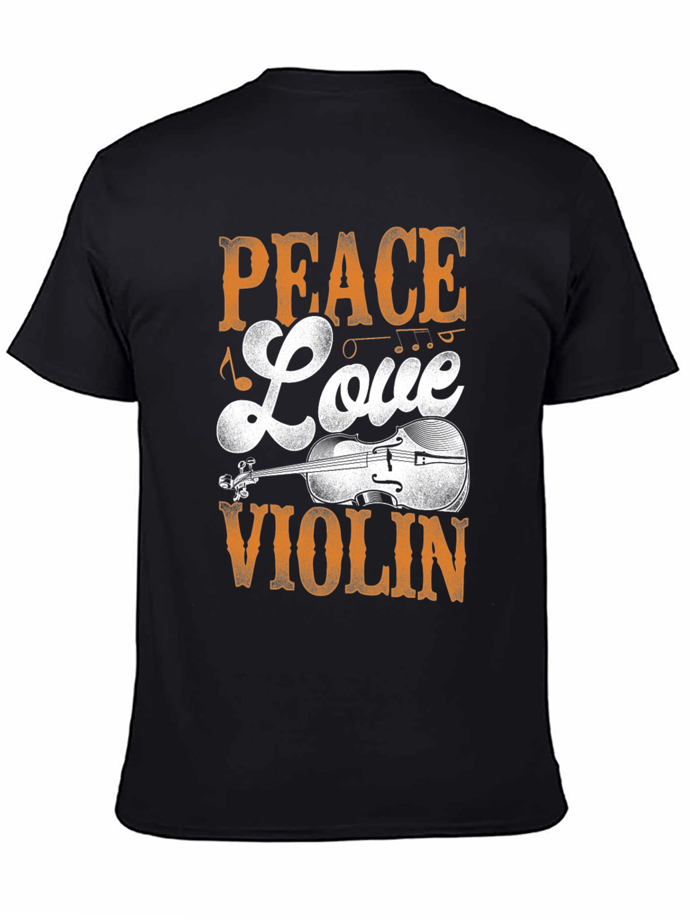 Peace Love Violin Black Graphic T-Shirt