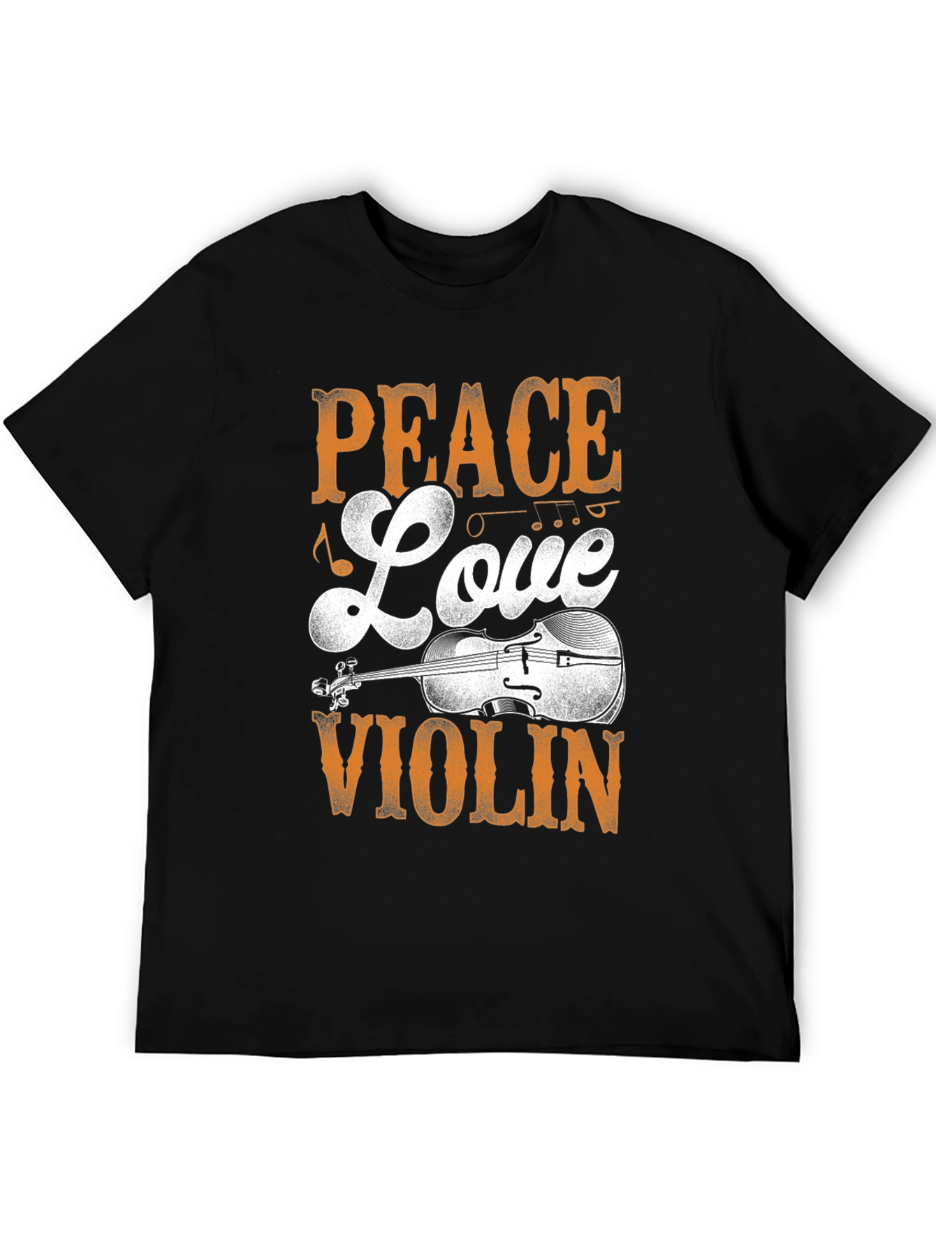Peace Love Violin Black Graphic T-Shirt