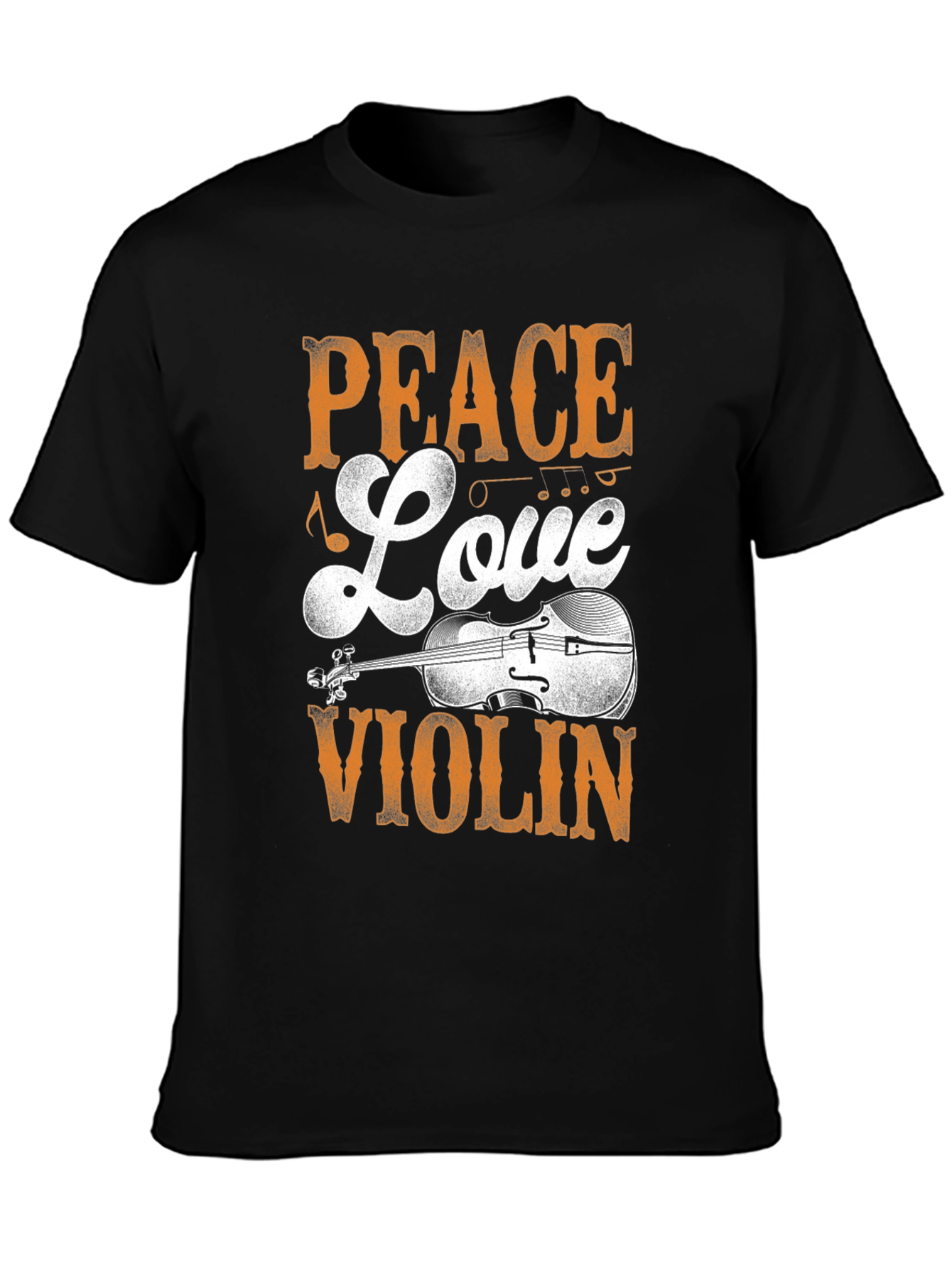 Peace Love Violin Black Graphic T-Shirt