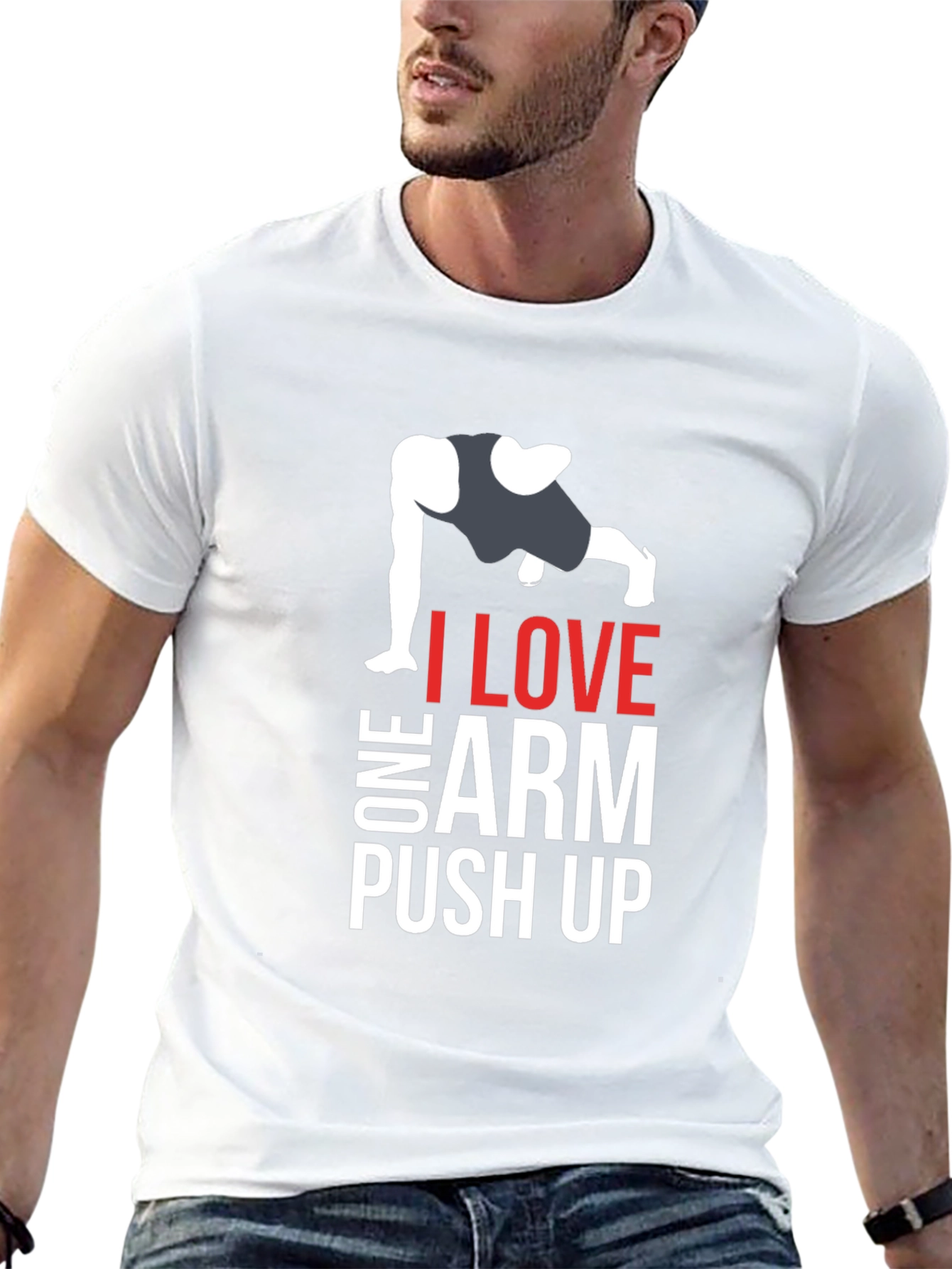 I Love One Arm Push Up Graphic T-Shirt