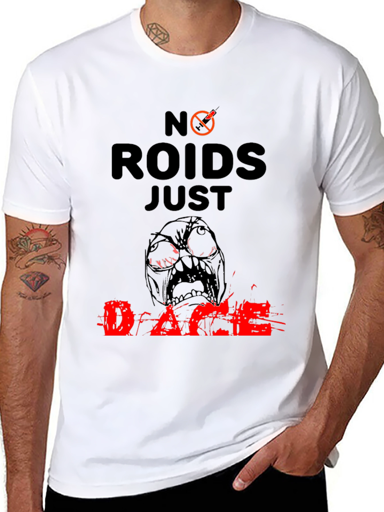 No Roids Just Rage Mens Black T-Shirt