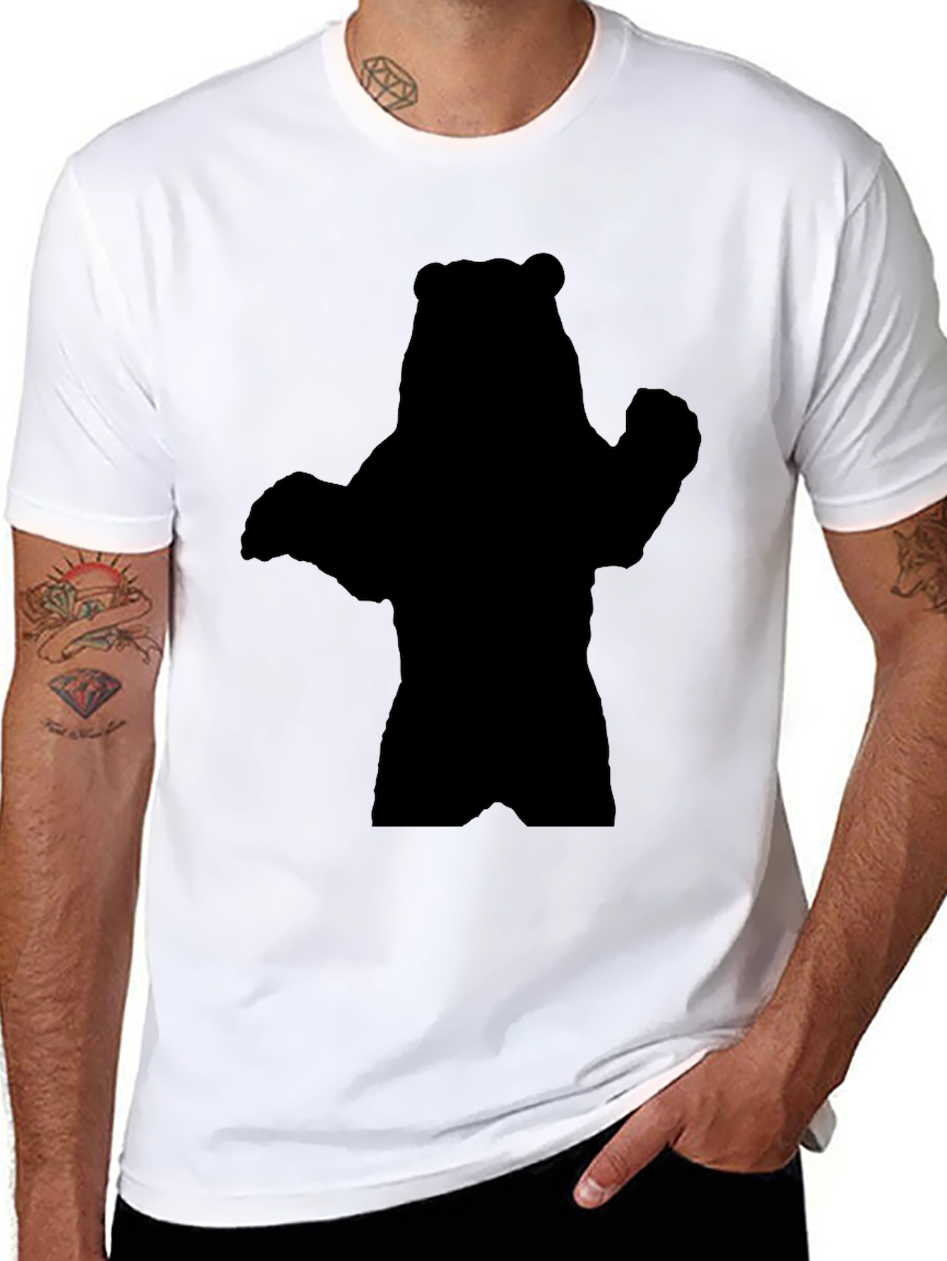 Bear Silhouette Graphic Tee - Black