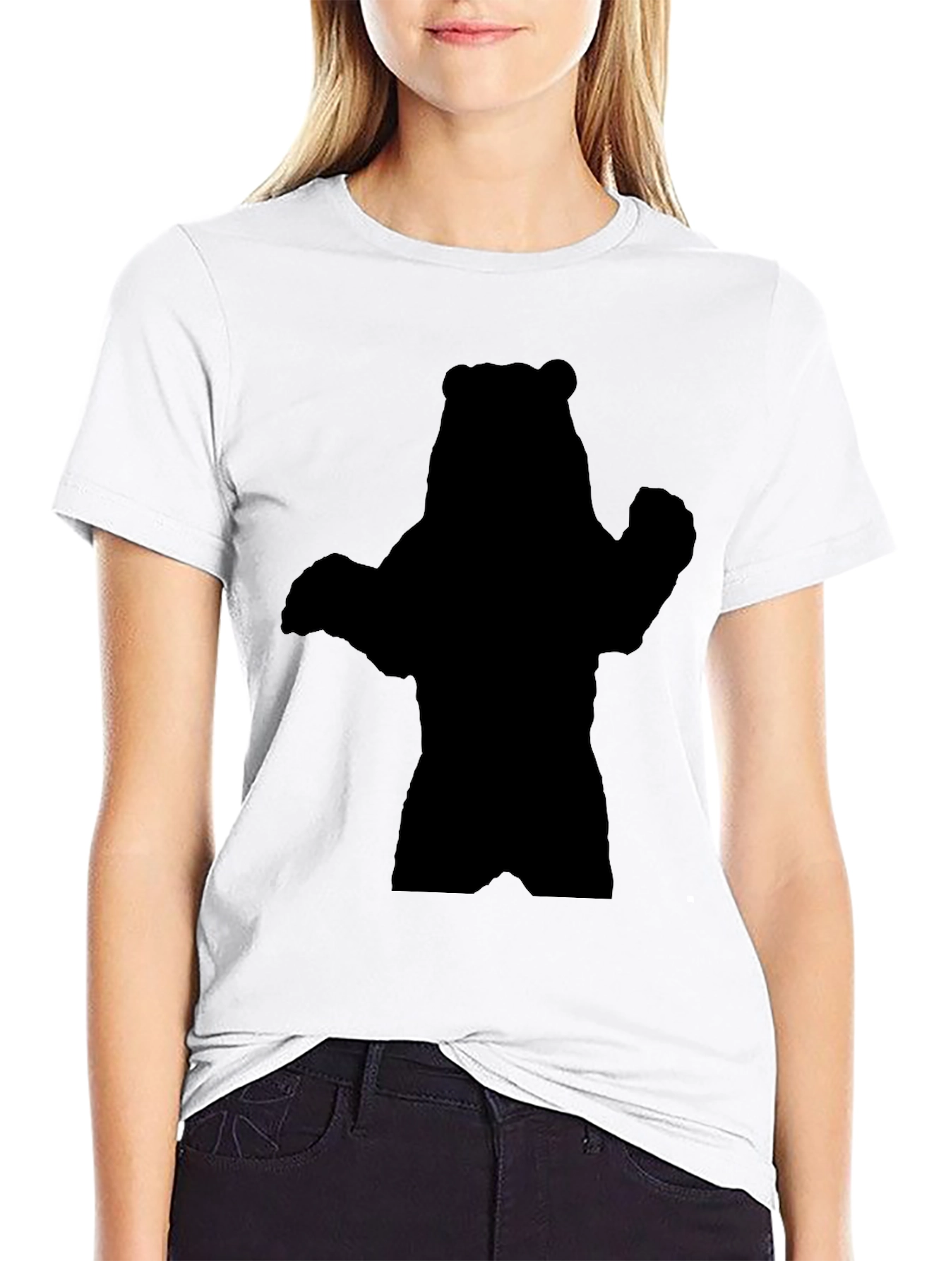 Bear Silhouette Graphic Tee - Black
