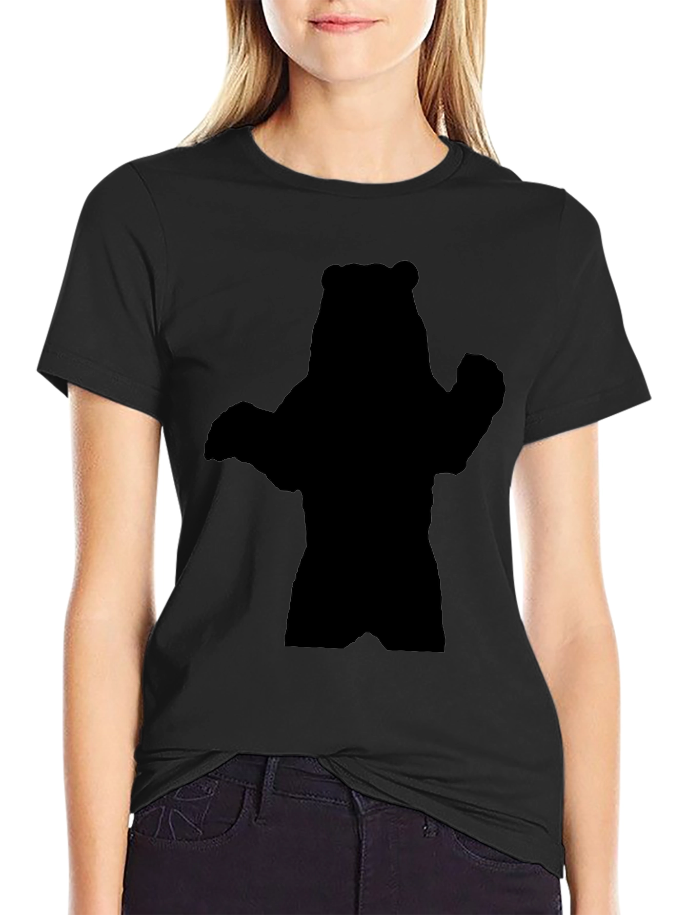 Bear Silhouette Graphic Tee - Black