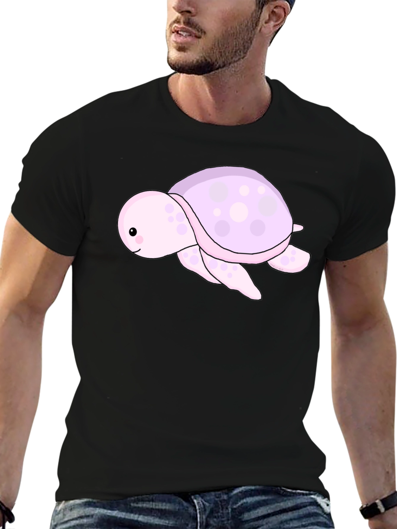 Cute Turtle Graphic Tee - Black Unisex T-Shirt