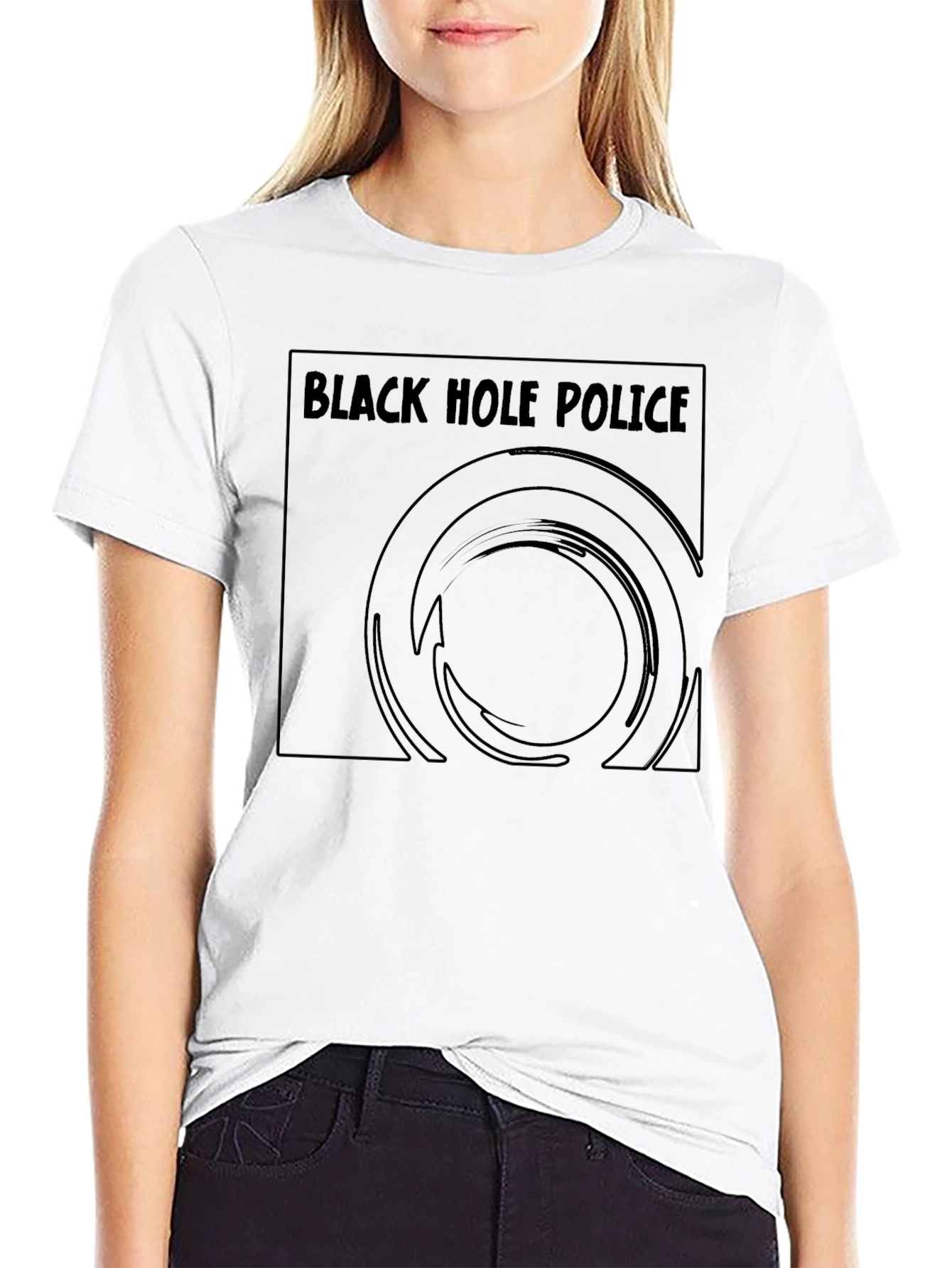 Black Hole Police Graphic T-Shirt - Classic Style