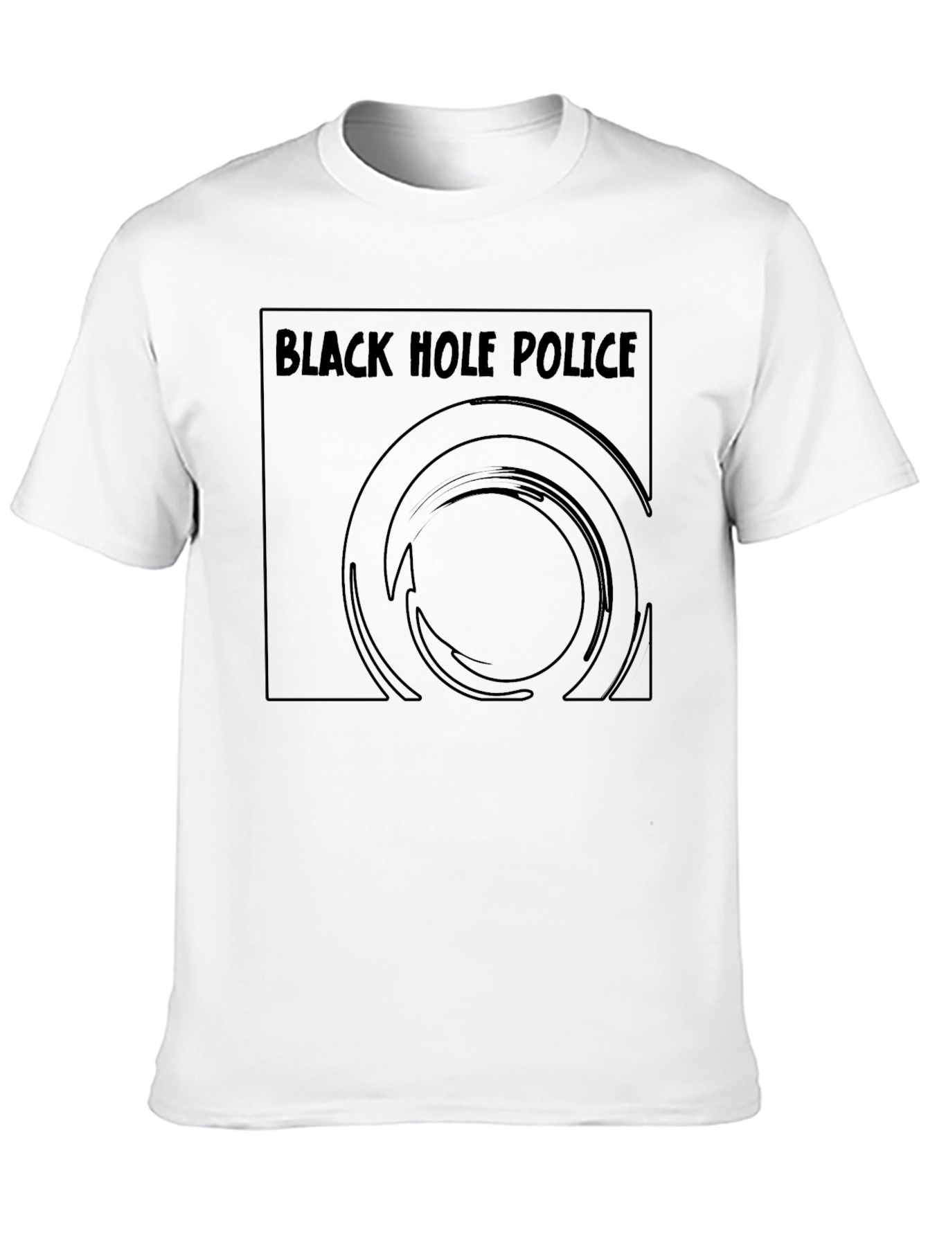 Black Hole Police Graphic T-Shirt - Classic Style