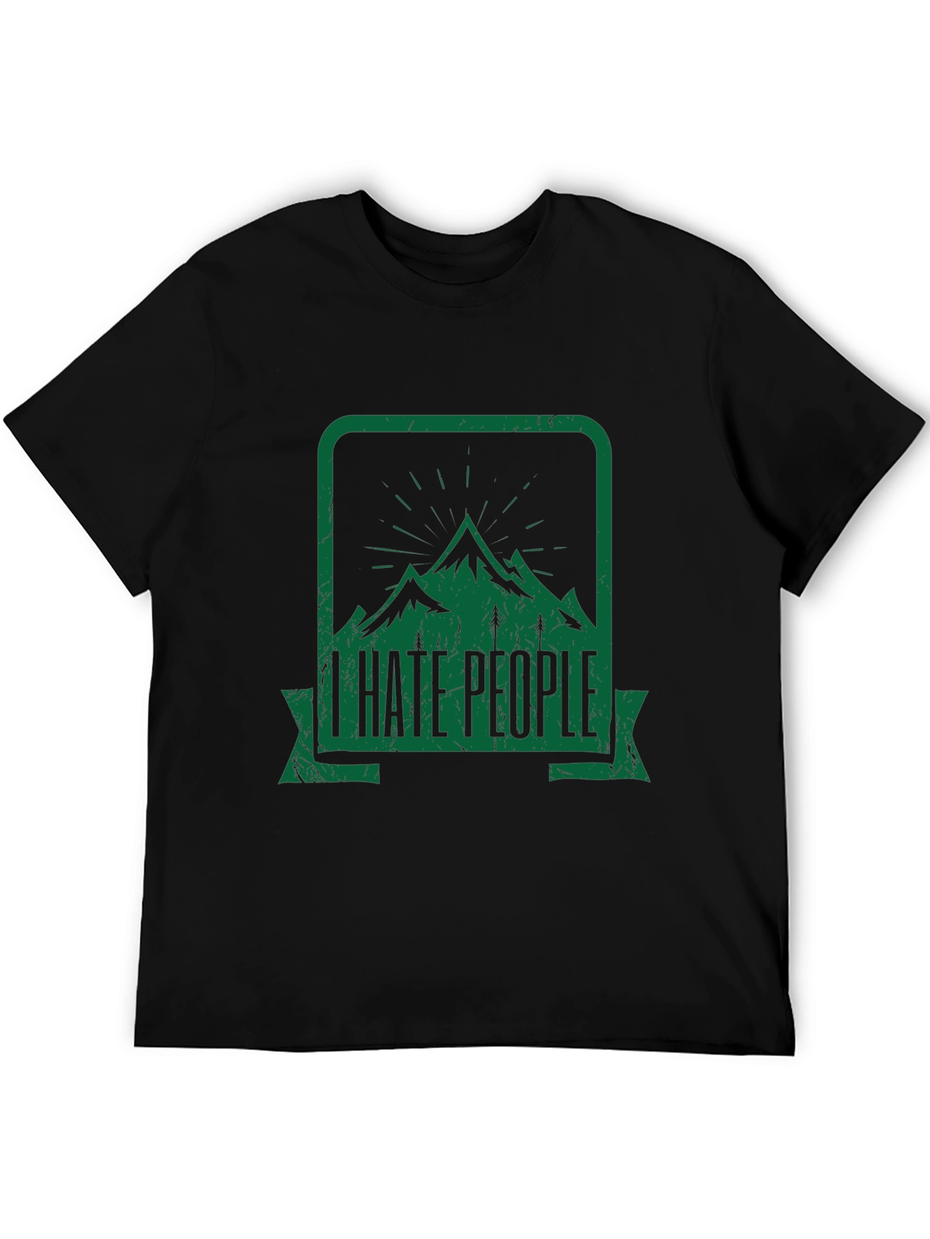 I Hate People Mountain Graphic Black Tee