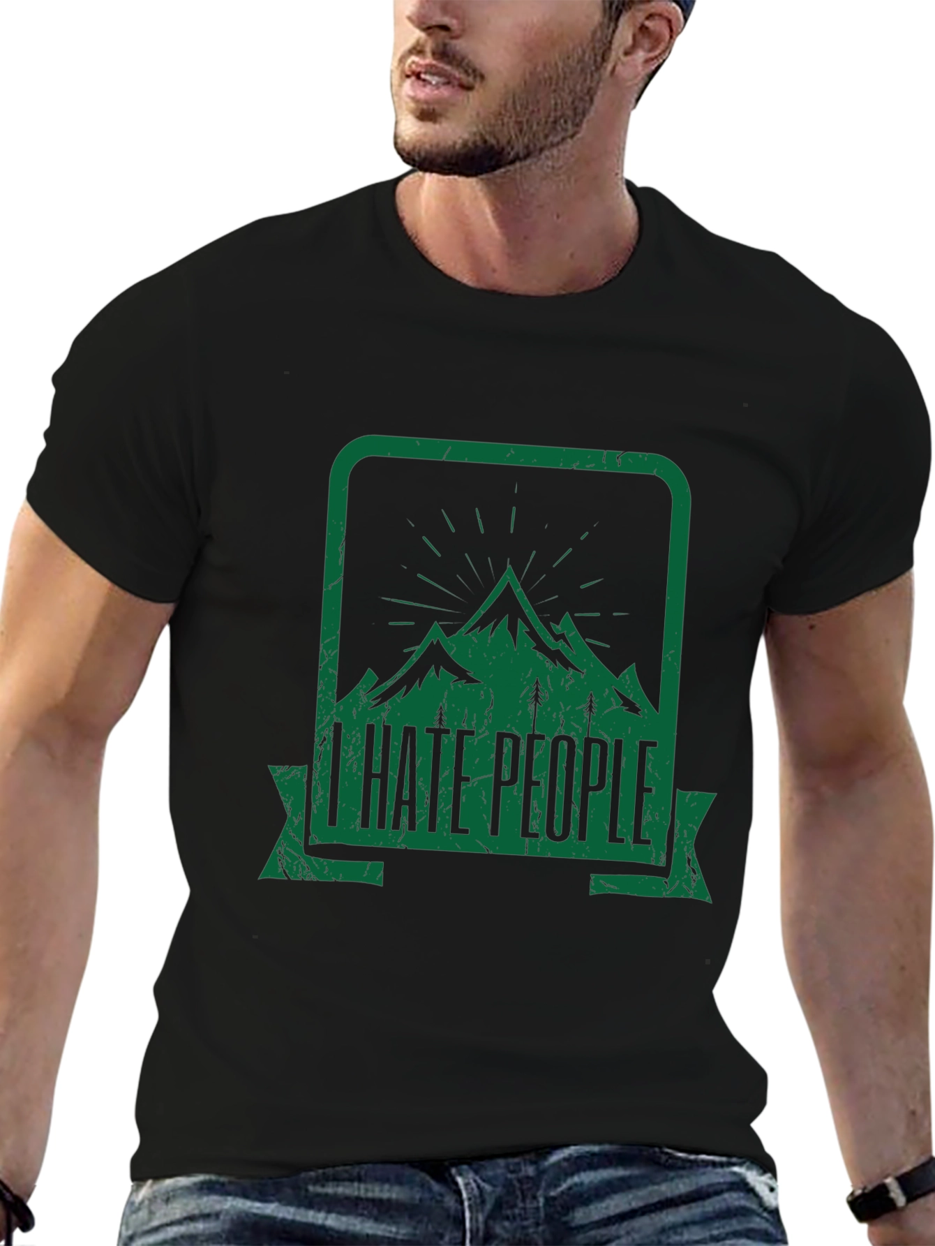I Hate People Mountain Graphic Black Tee