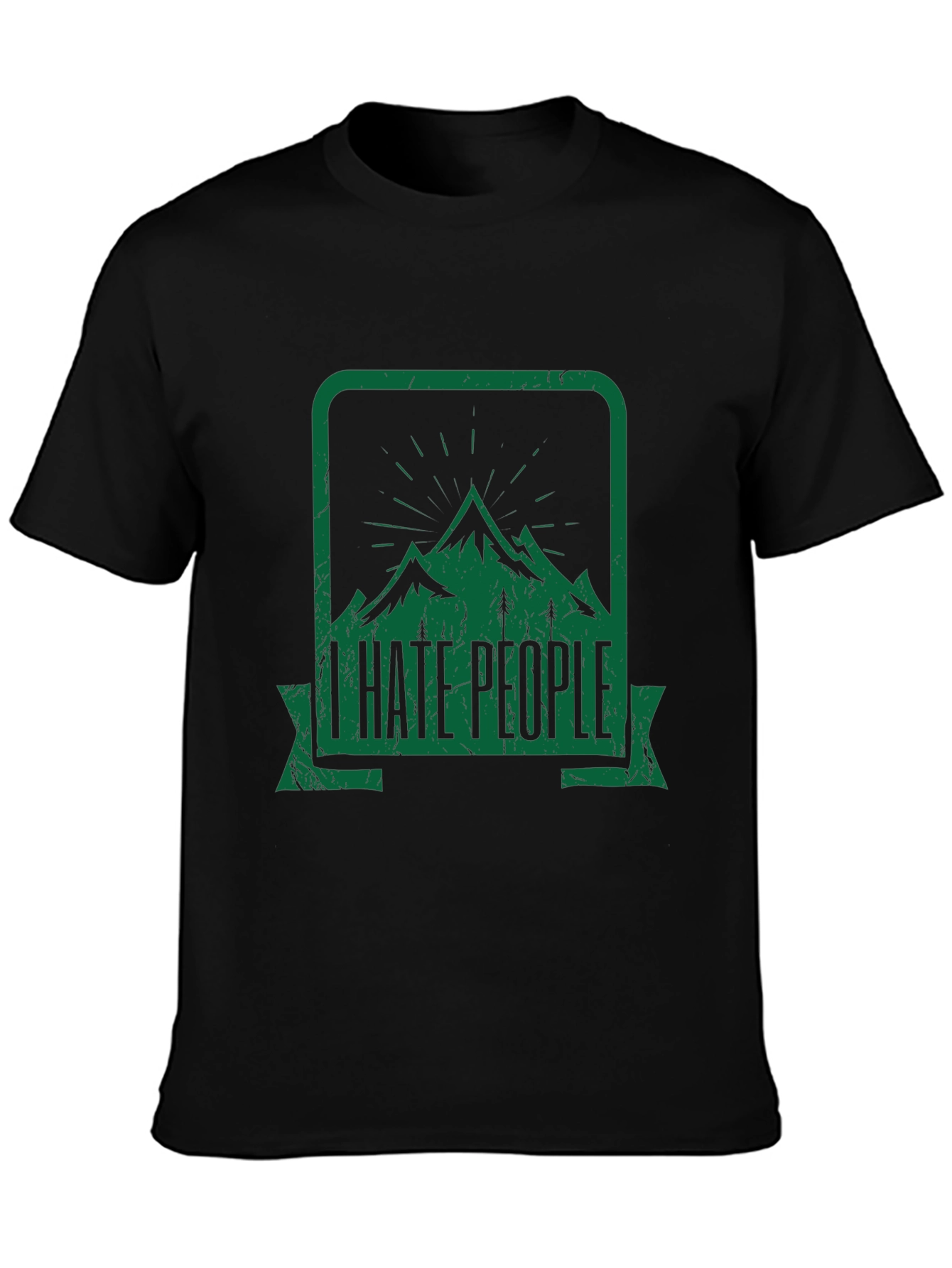 I Hate People Mountain Graphic Black Tee
