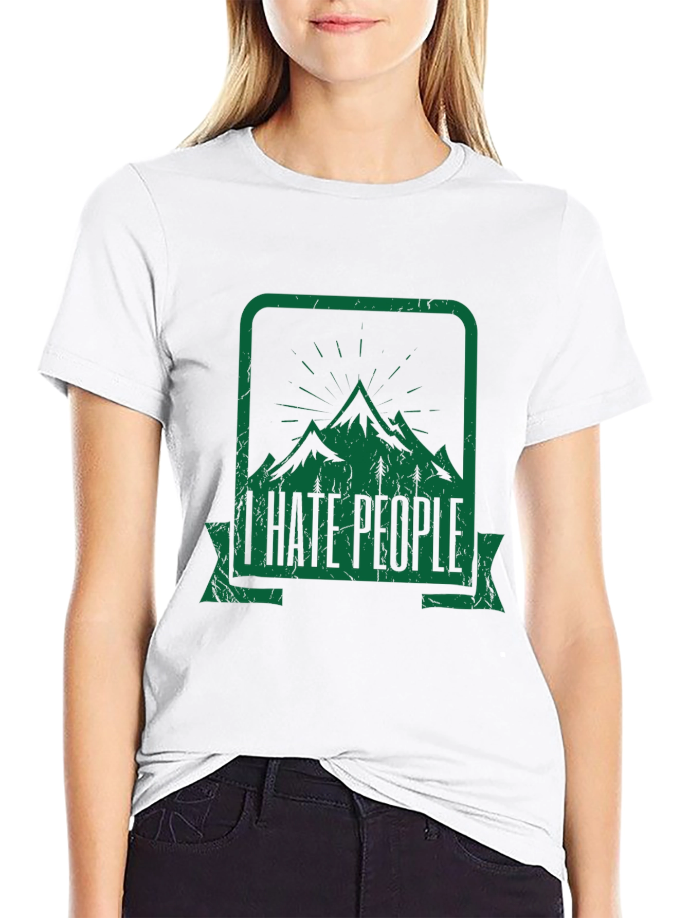 I Hate People Mountain Graphic Black Tee