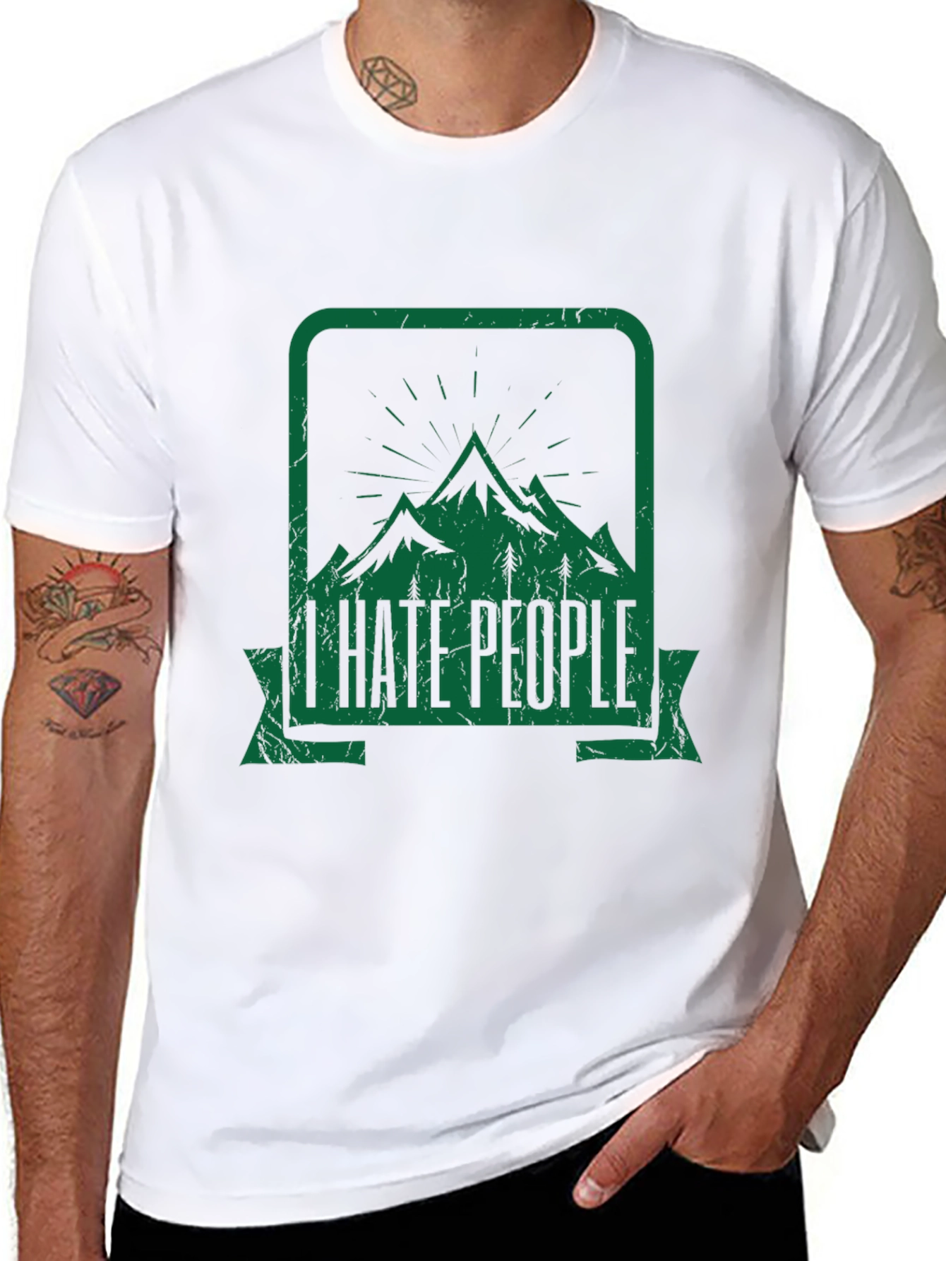 I Hate People Mountain Graphic Black Tee