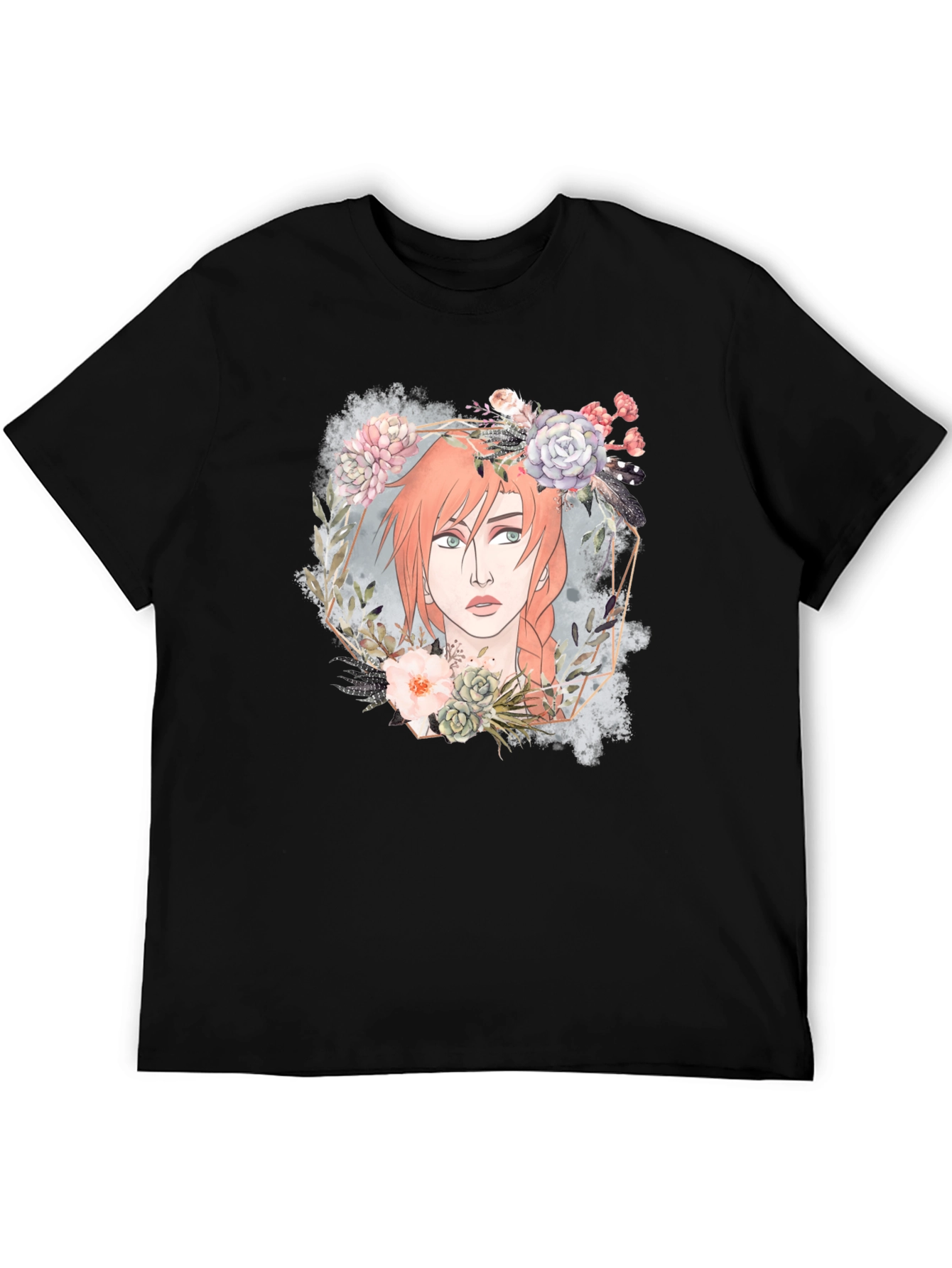 Floral Crown Girl Graphic Tee - Unique Design