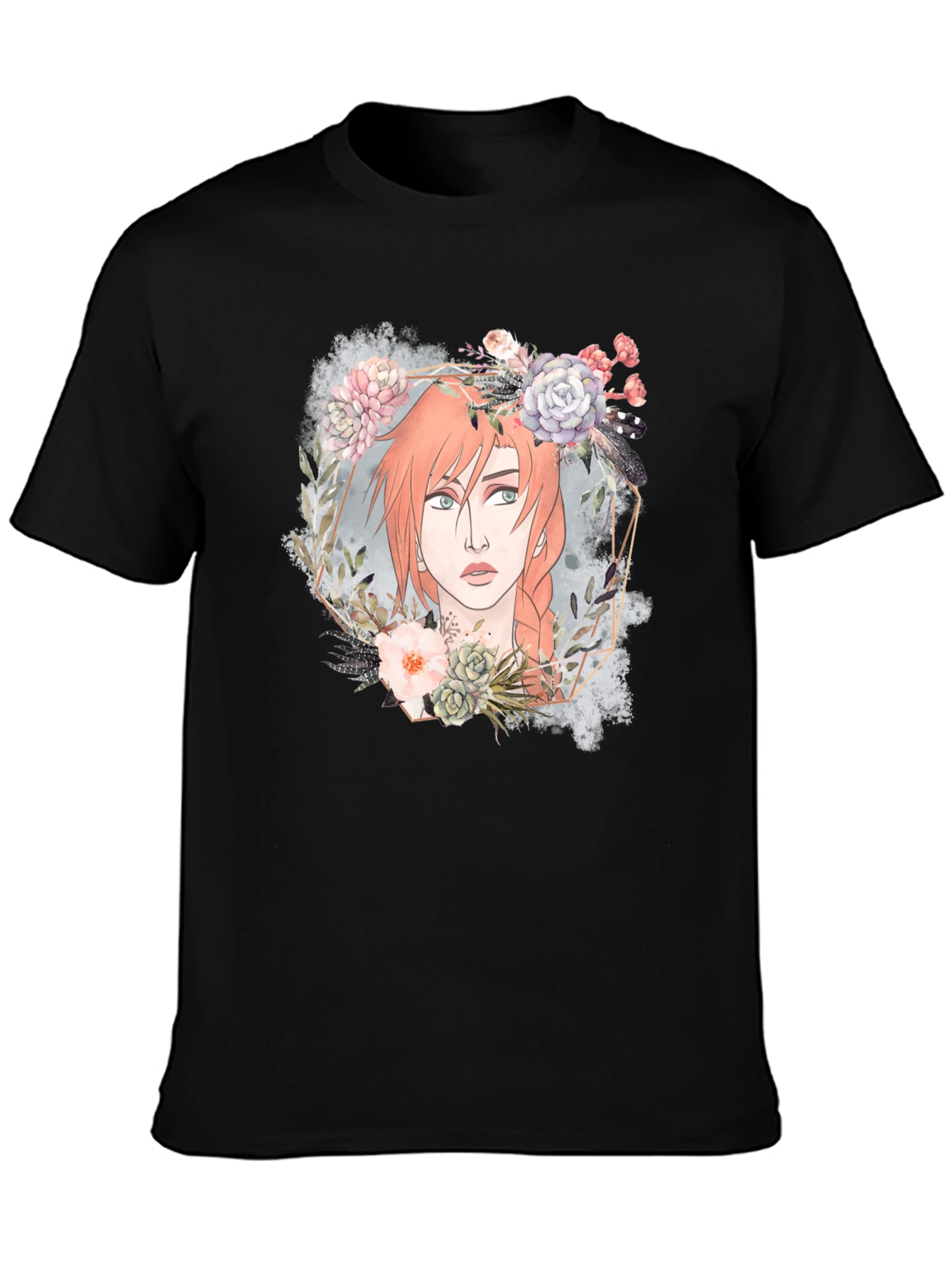 Floral Crown Girl Graphic Tee - Unique Design