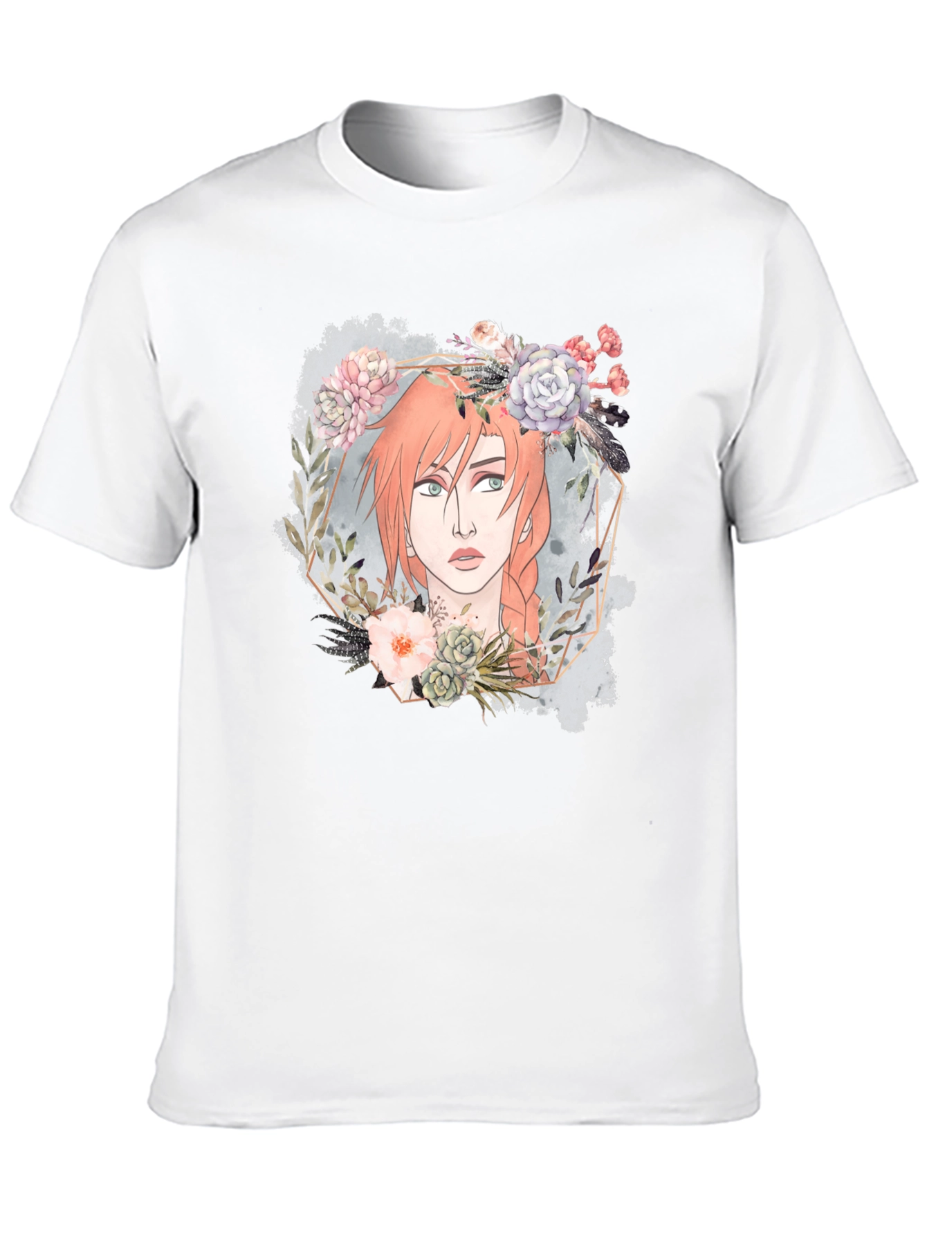 Floral Crown Girl Graphic Tee - Unique Design