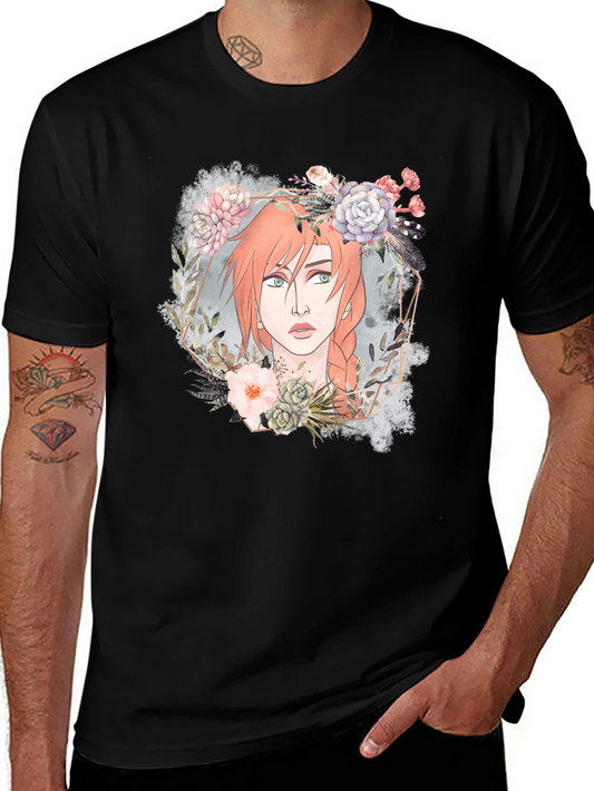 Floral Crown Girl Graphic Tee - Unique Design