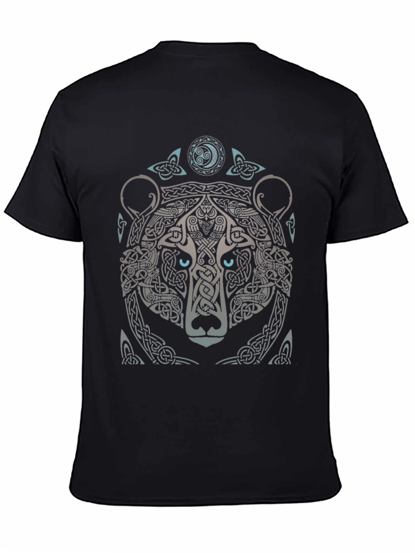 Celtic Bear Graphic Print Black T-Shirt