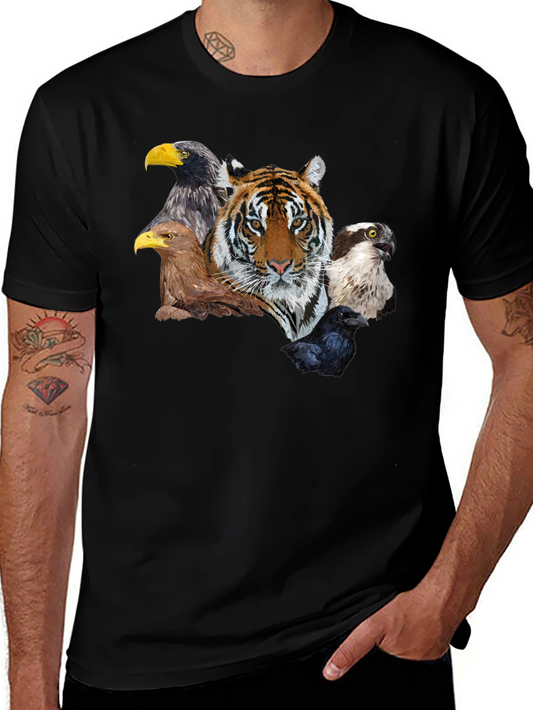 Tiger & Birds Graphic Tee - Wildlife Fusion