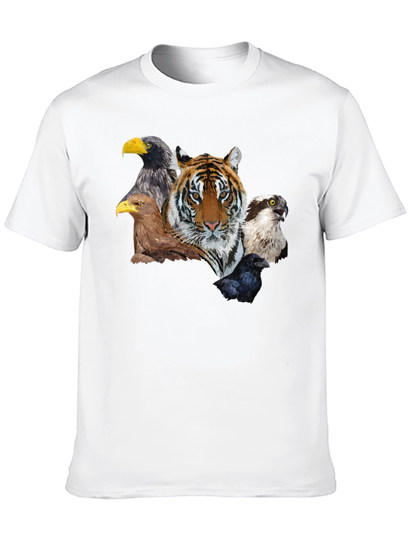 Tiger & Birds Graphic Tee - Wildlife Fusion