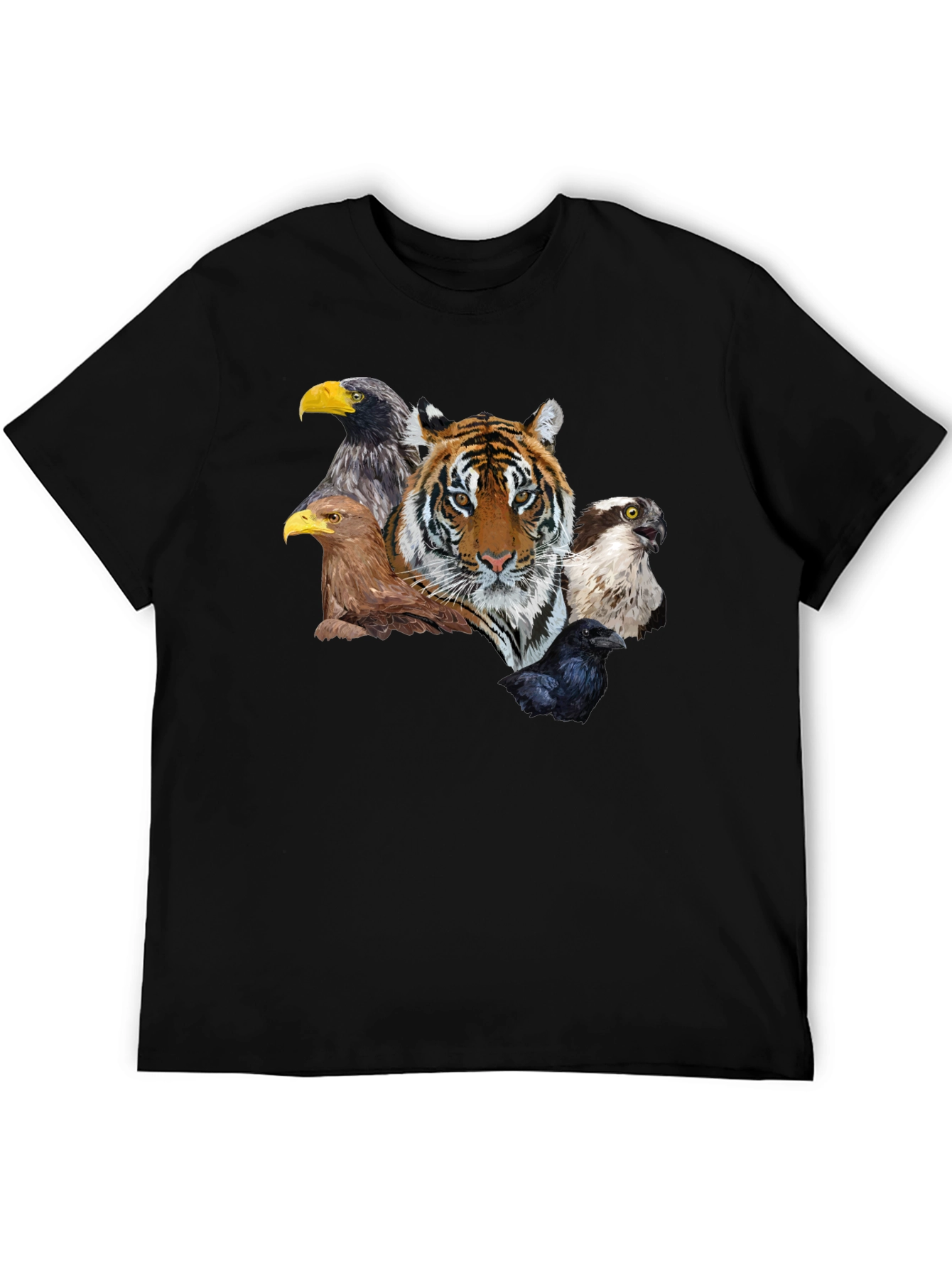Tiger & Birds Graphic Tee - Wildlife Fusion
