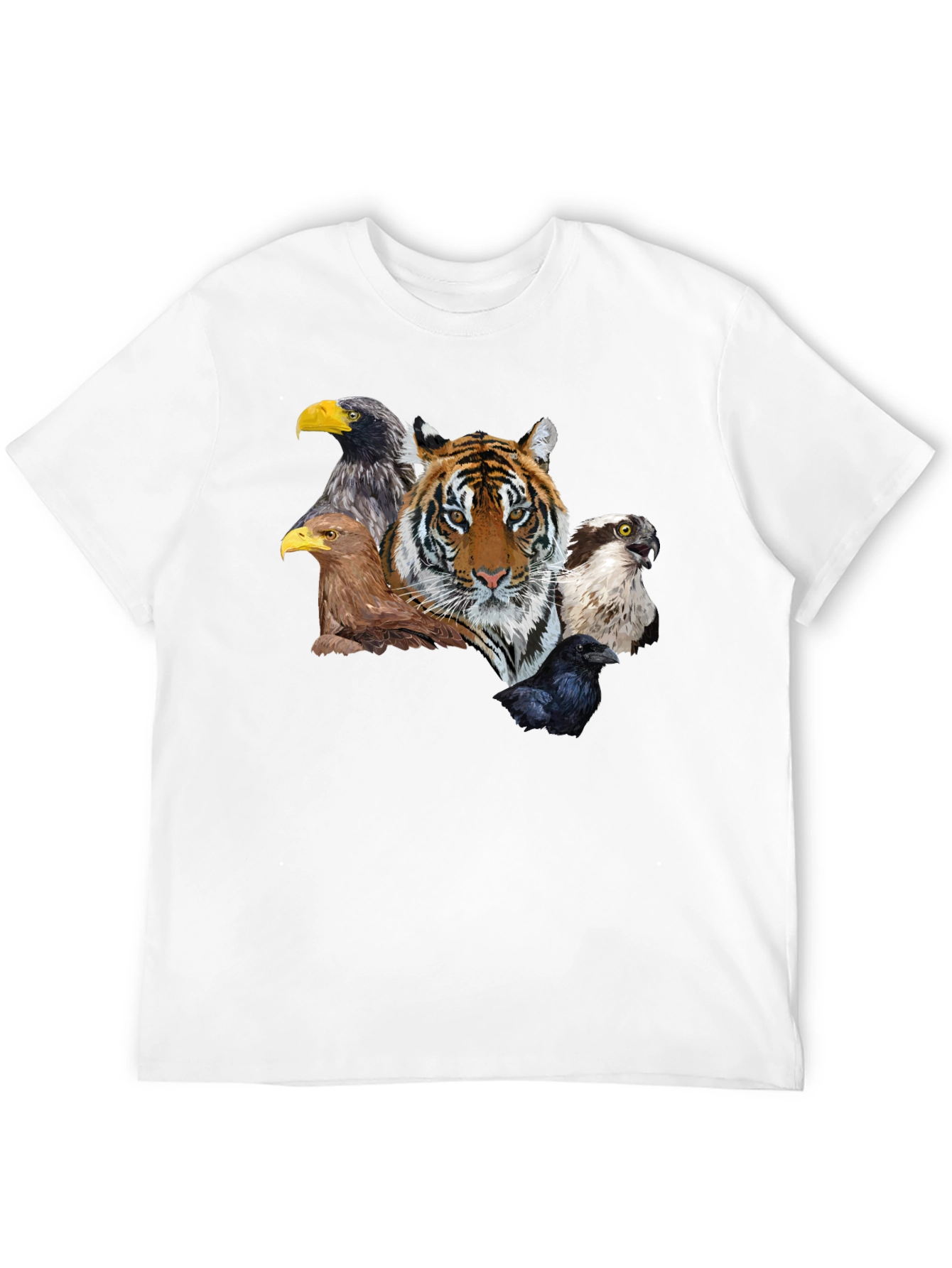 Tiger & Birds Graphic Tee - Wildlife Fusion