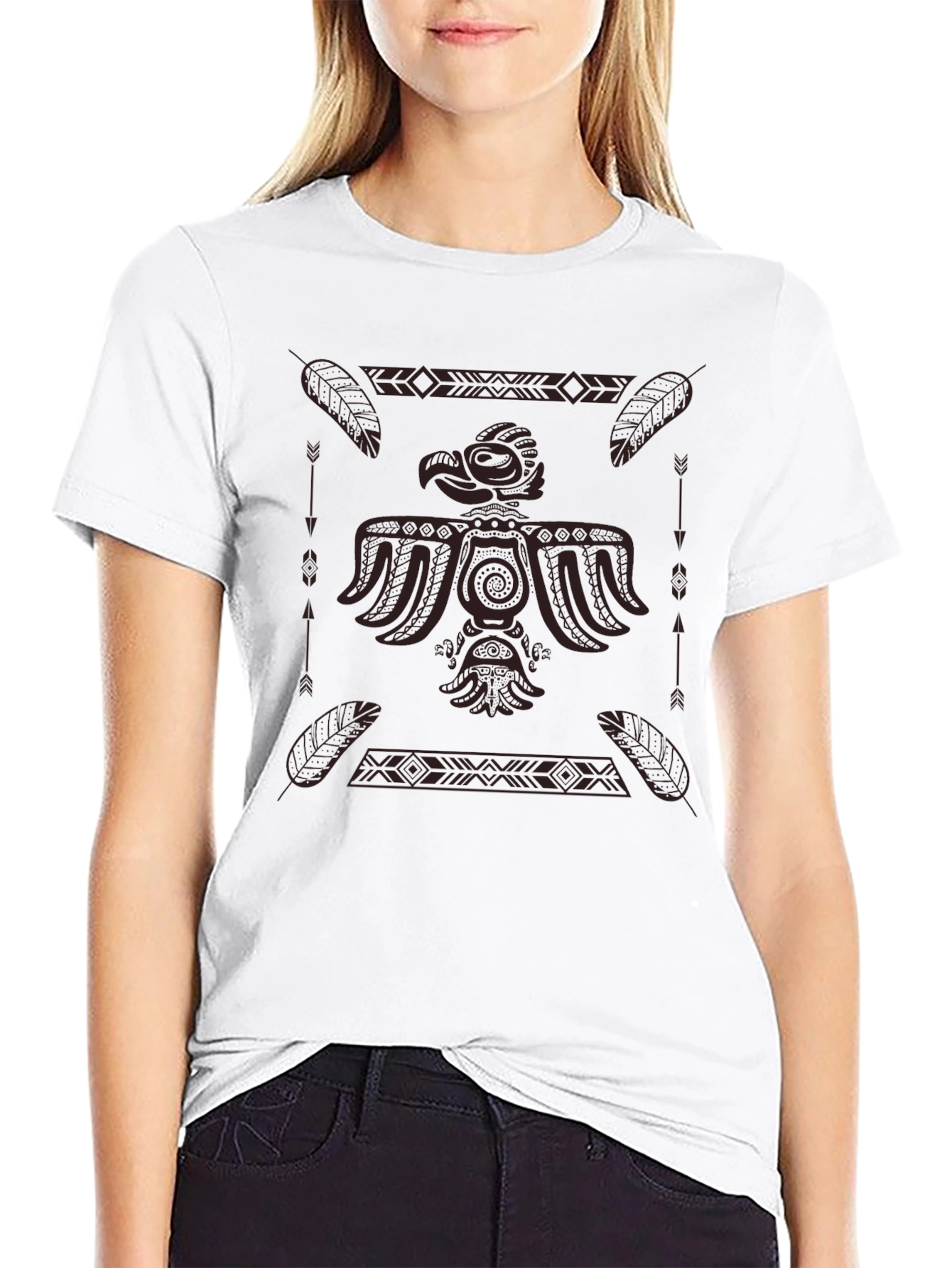 Tribal Eagle Graphic Tee - Black