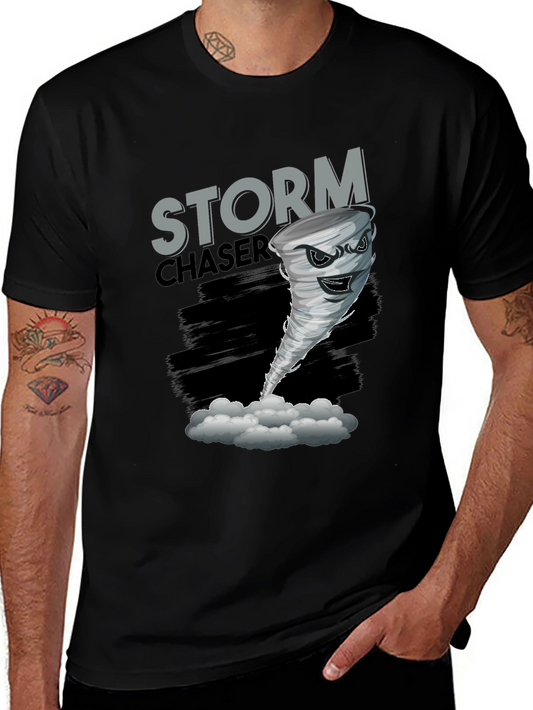 Storm Chaser Graphic Tee - Tornado Design Black T-Shirt